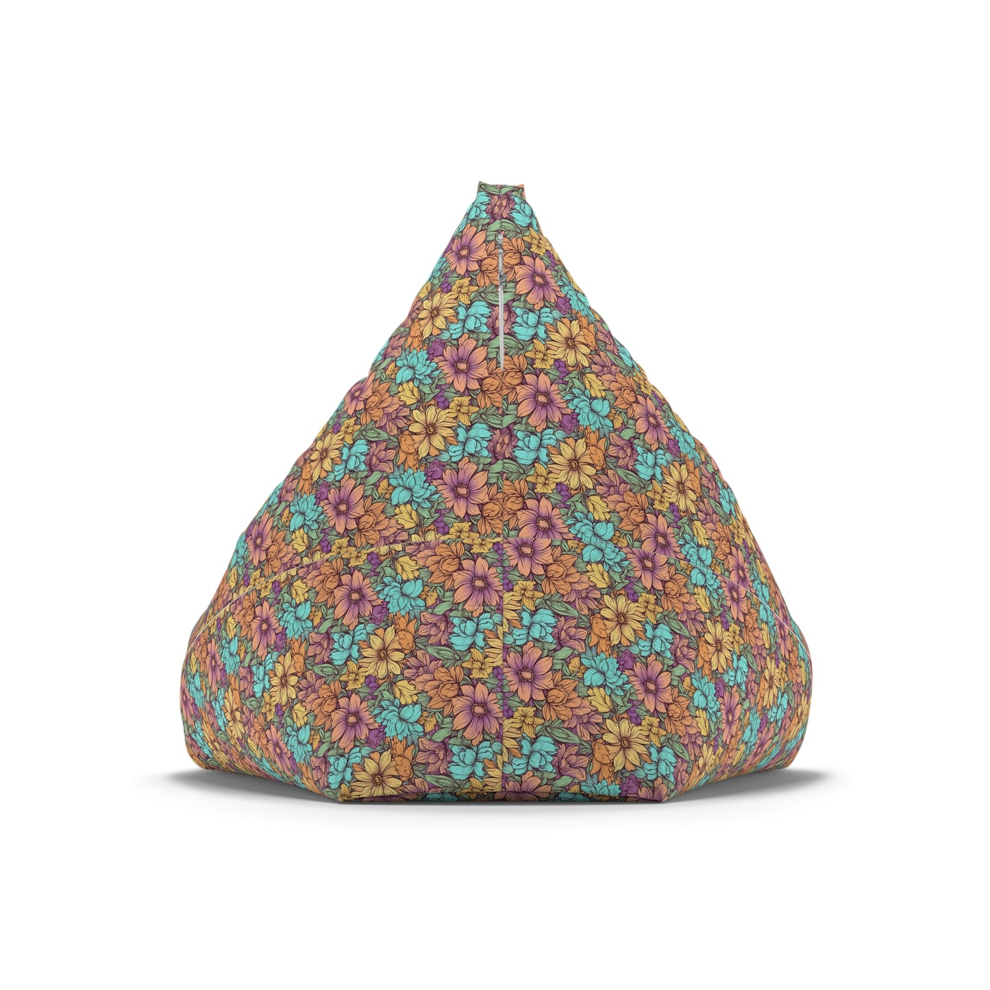 Boho Floral Bean Bag Chair Cover - Durable Polyester, Locking Zipper, 2 Sizes