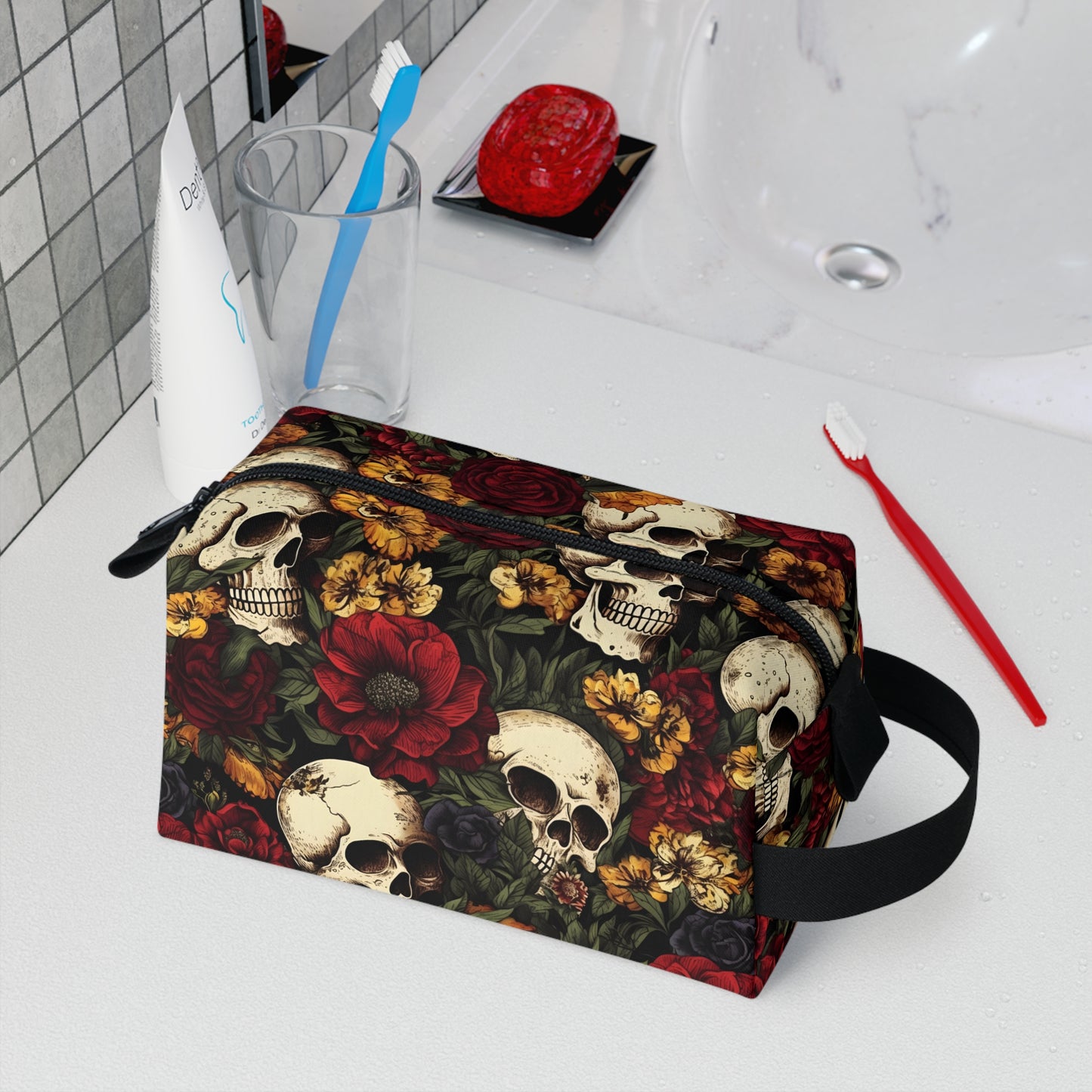 Skull Toiletry Bag | Edgy & Durable Organizer | Water-Resistant, Perfect for Camping, Travel, College
