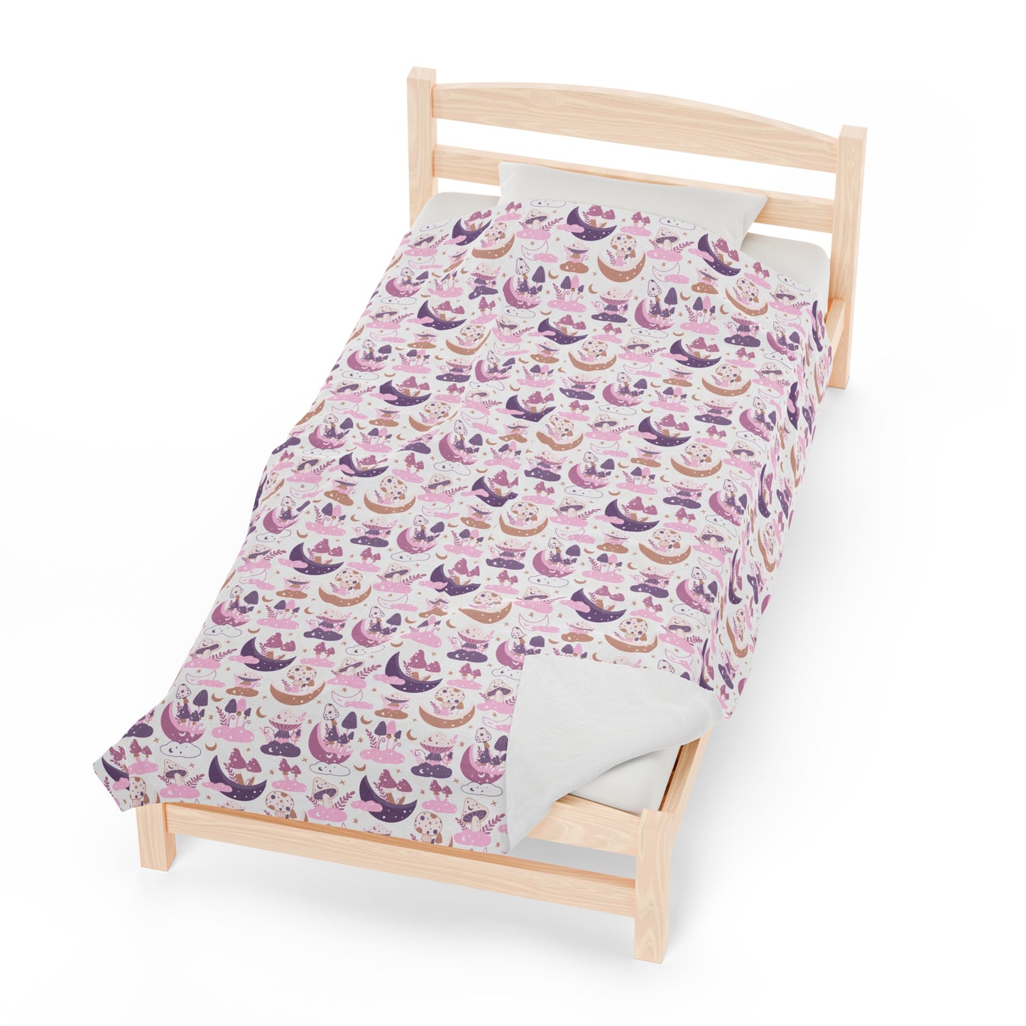 Mushroom Velveteen Plush Blanket | Soft, Whimsical, Luxurious and Comforting | Available in Multiple Sizes