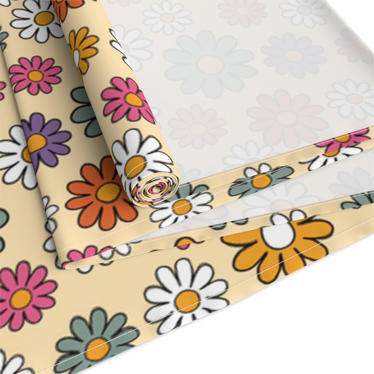 Retro Floral Print Table Runner - Vintage Vibes, Cotton Twill or Polyester - Perfect for Nostalgic & Chic Home Decor
