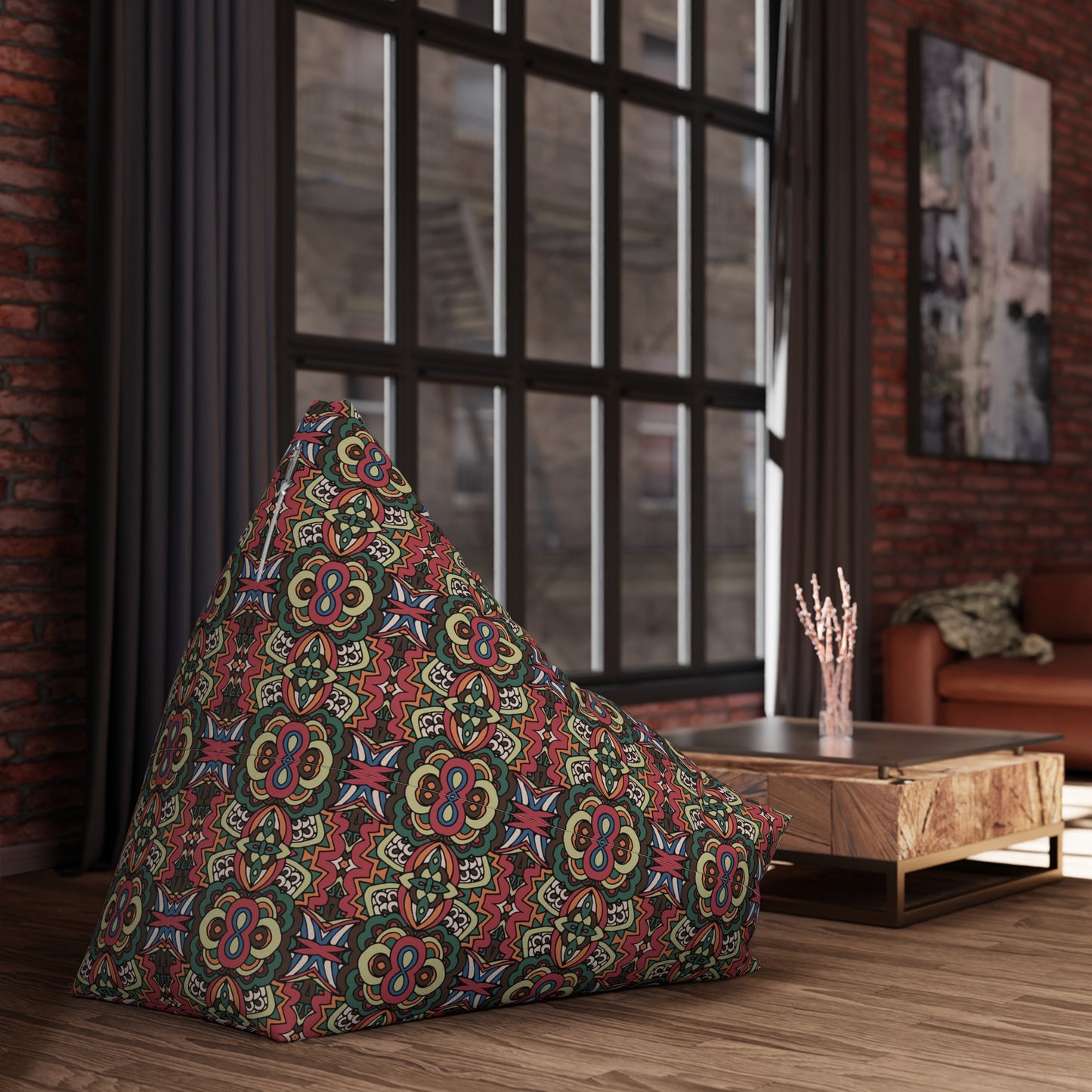 Mandala Bean Bag Chair Cover - Premium Polyester, Secure Zipper, 2 Sizes, Bohemian Design