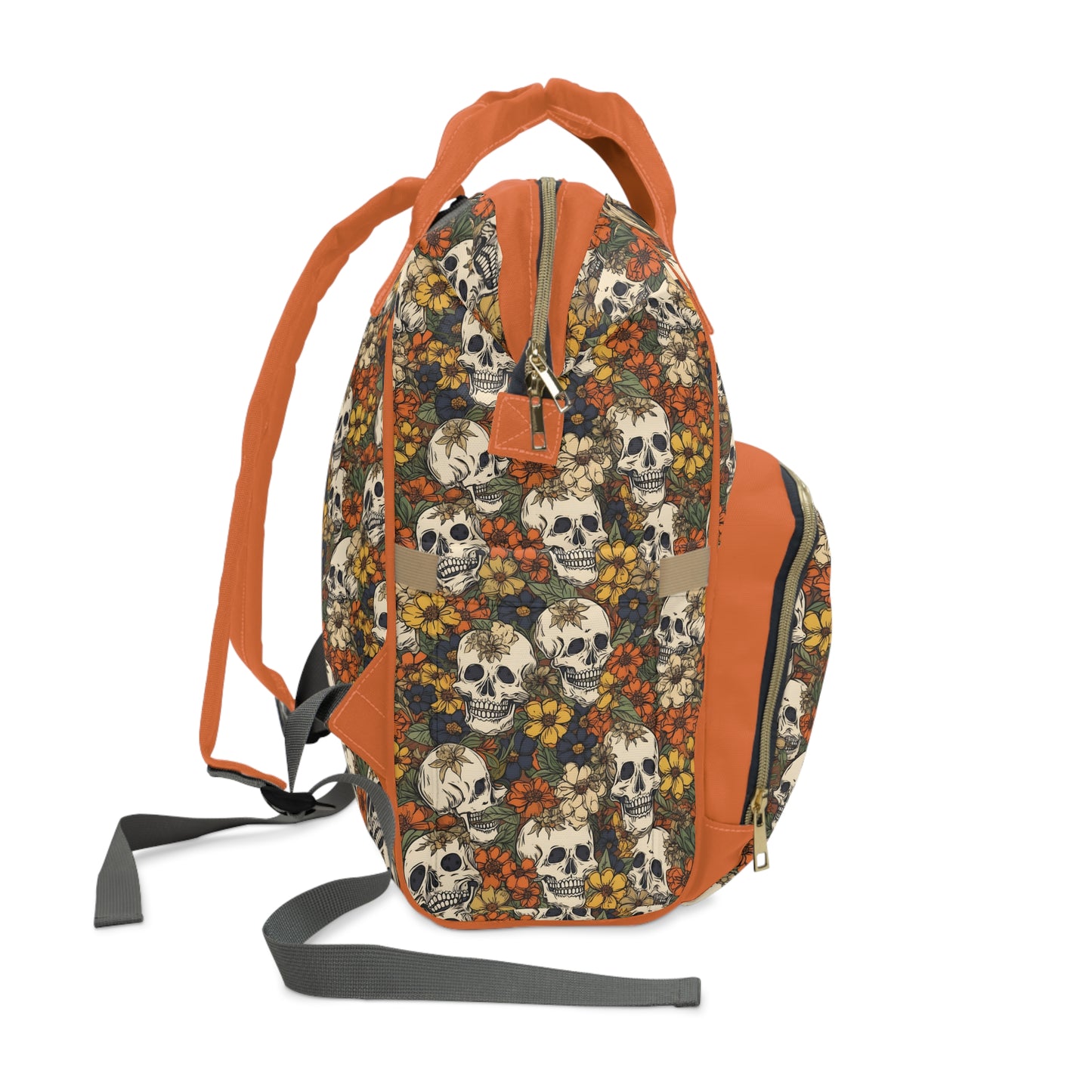 Skull Print Diaper Backpack - Multifunctional & Durable Baby Bag for Stylish Parents, Spacious & Organized Nappy Bag