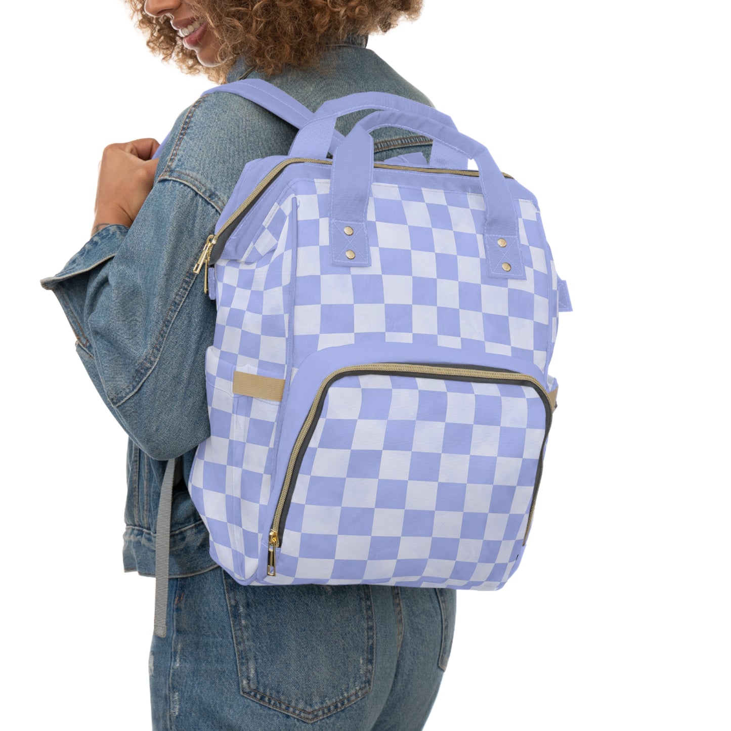 Pastel Checkers Diaper Backpack - Chic & Practical Baby Bag with Checkerboard Patterns, Perfect for Minimalist Parents