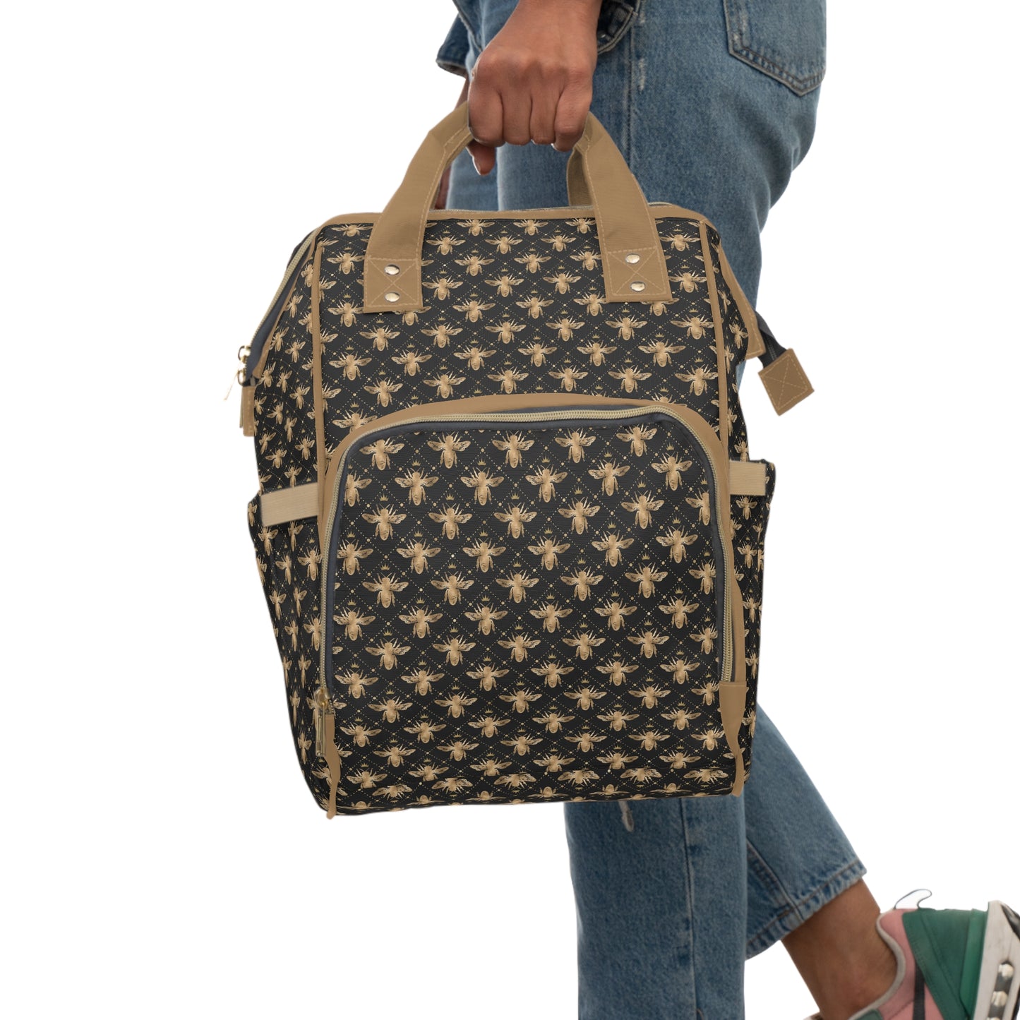 Honey Bee Diaper Backpack - Eco-Friendly & Stylish Baby Bag with Buzzing Bee Motifs, Perfect for Nature-Loving Parents
