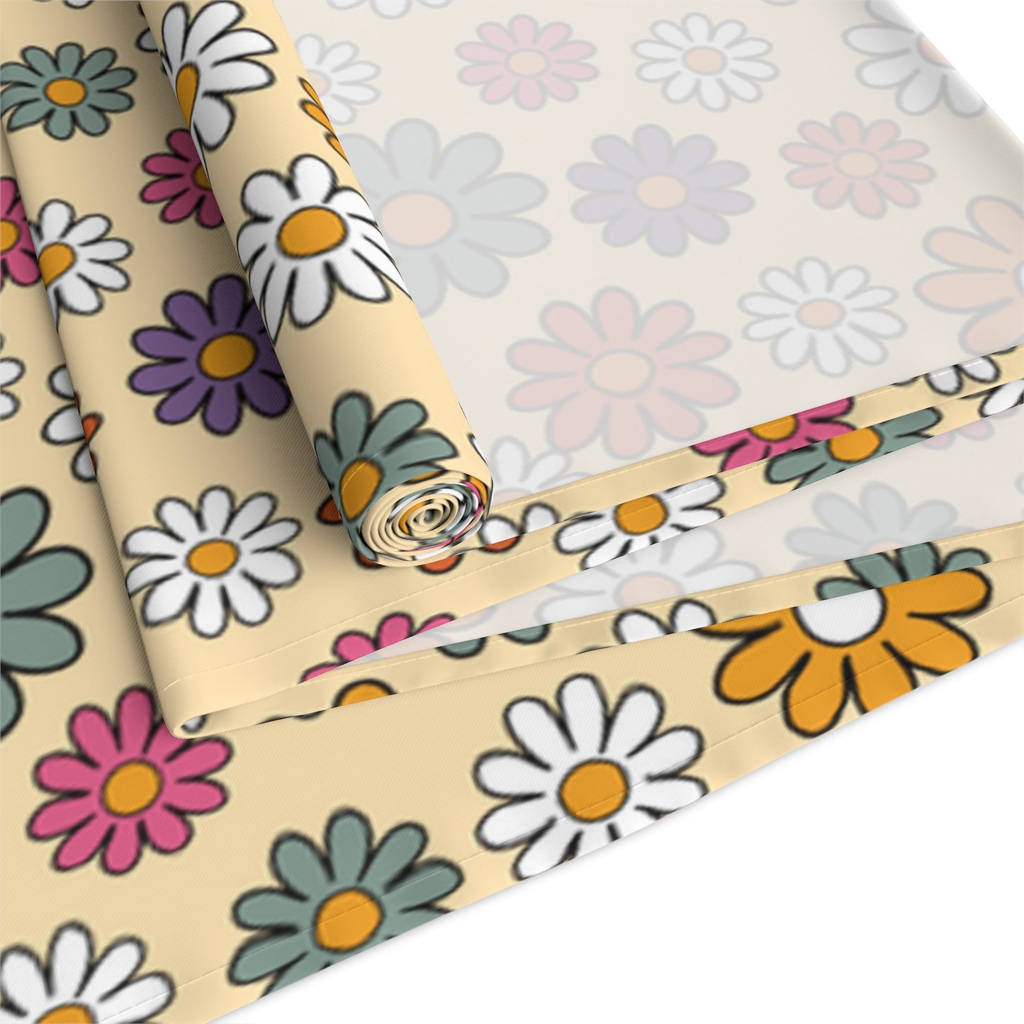 Retro Floral Print Table Runner - Vintage Vibes, Cotton Twill or Polyester - Perfect for Nostalgic & Chic Home Decor