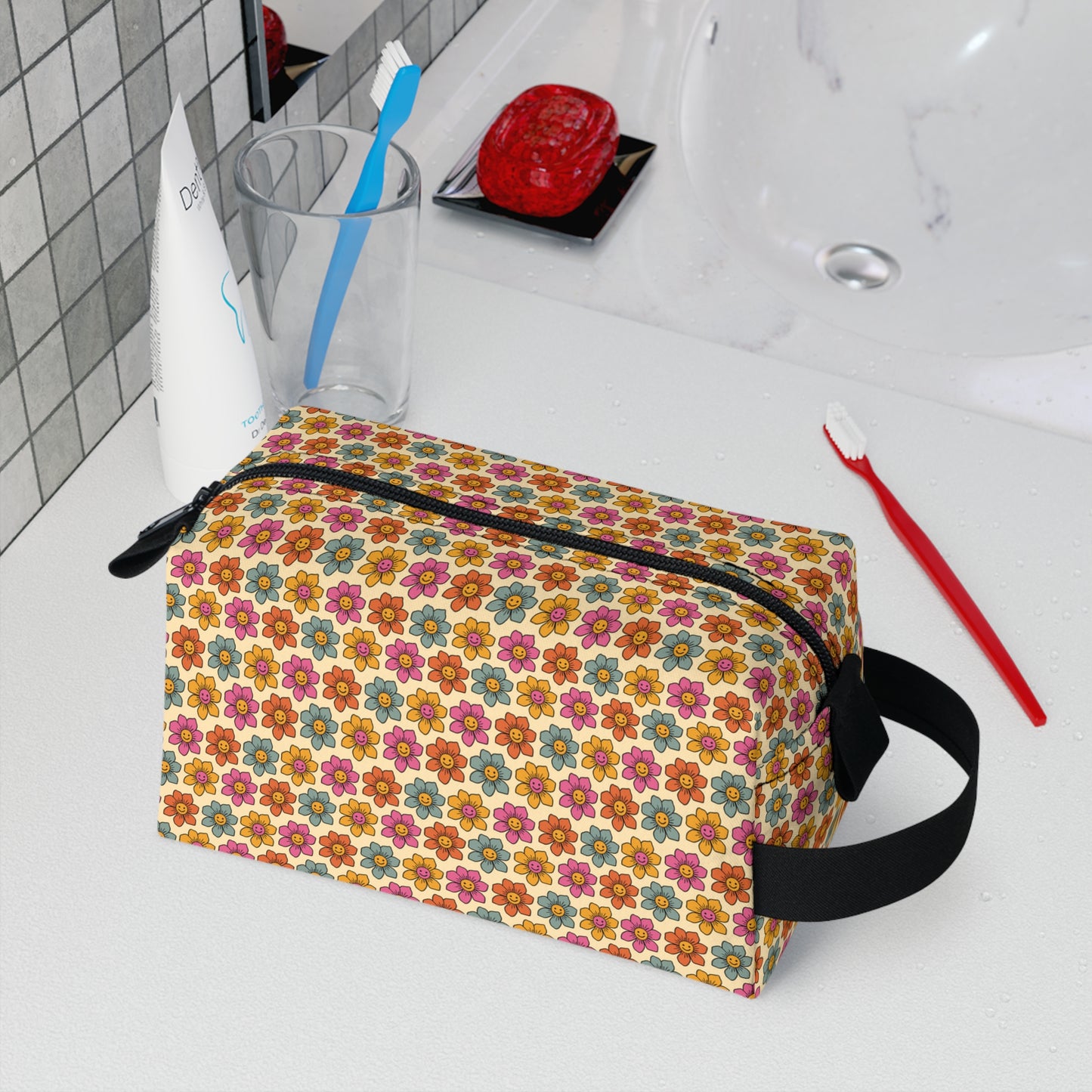 Retro Floral Toiletry Bag | Vintage-Inspired Water-Resistant Floral Organizer Bag | Travel & College Essential