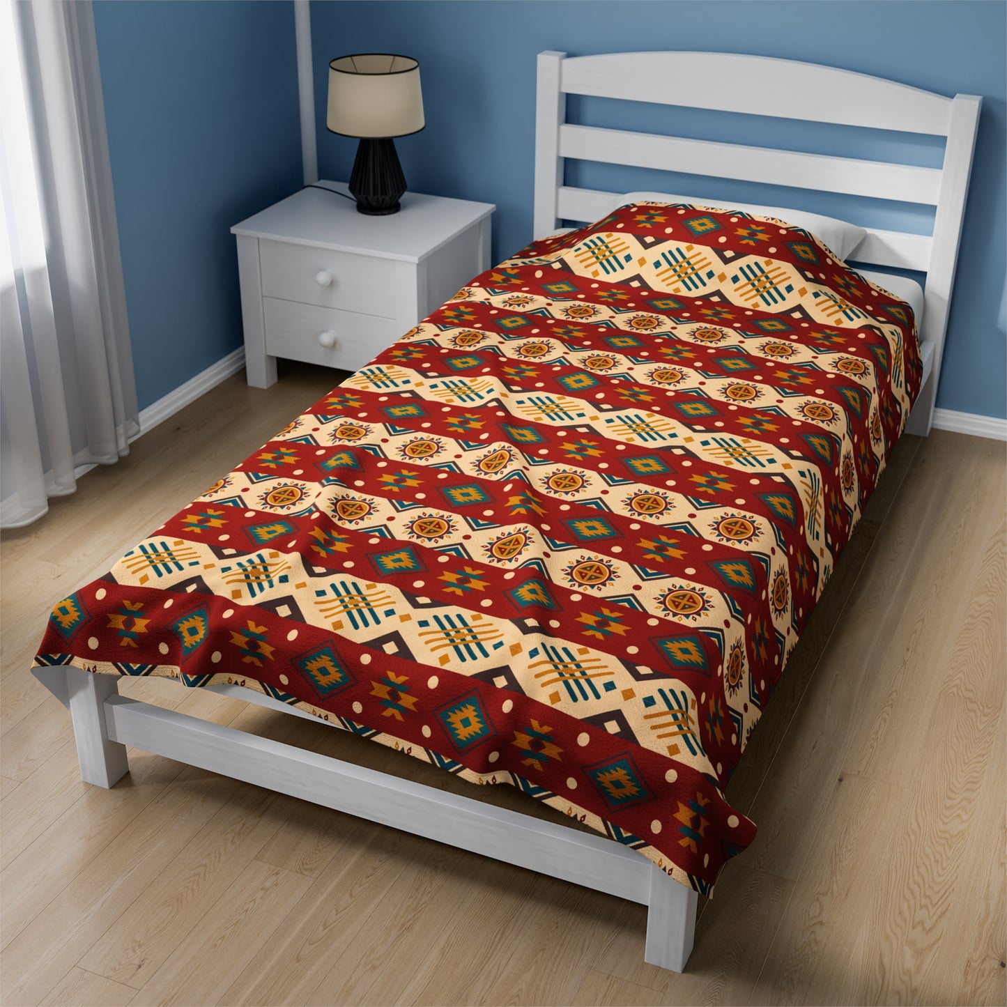 Aztec Velveteen Plush Blanket | Soft, Luxurious, Cultural, and Comforting | Available in Multiple Sizes