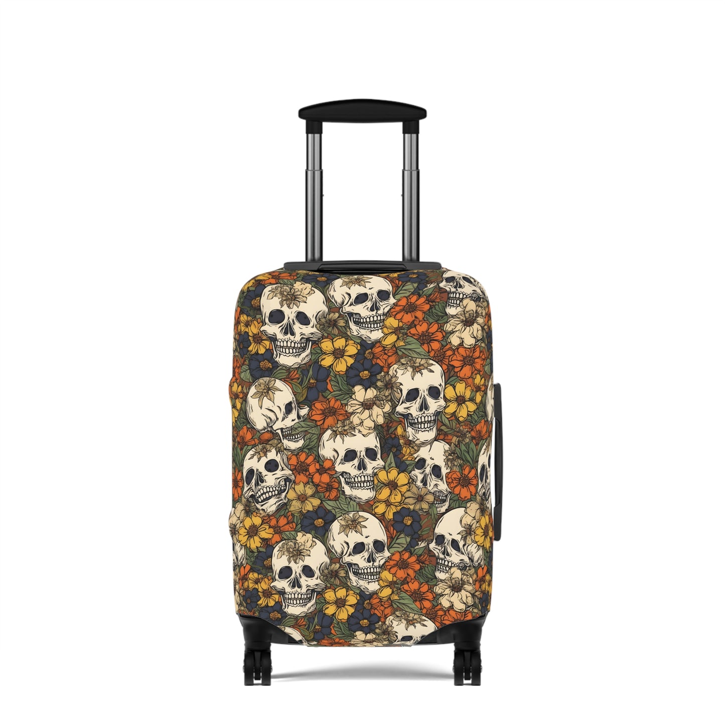 Floral Skull Luggage Cover - Stylish Skull Suitcase Cover