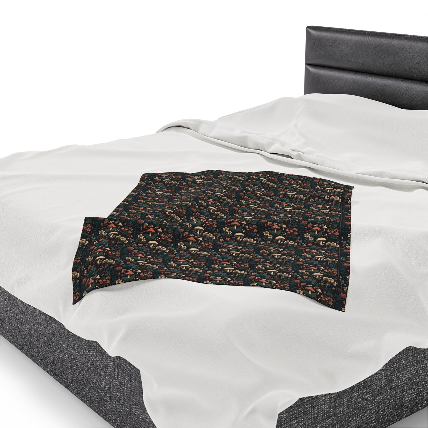Mushroom Velveteen Plush Blanket | Soft, Whimsical, Luxurious and Comforting | Available in Multiple Sizes