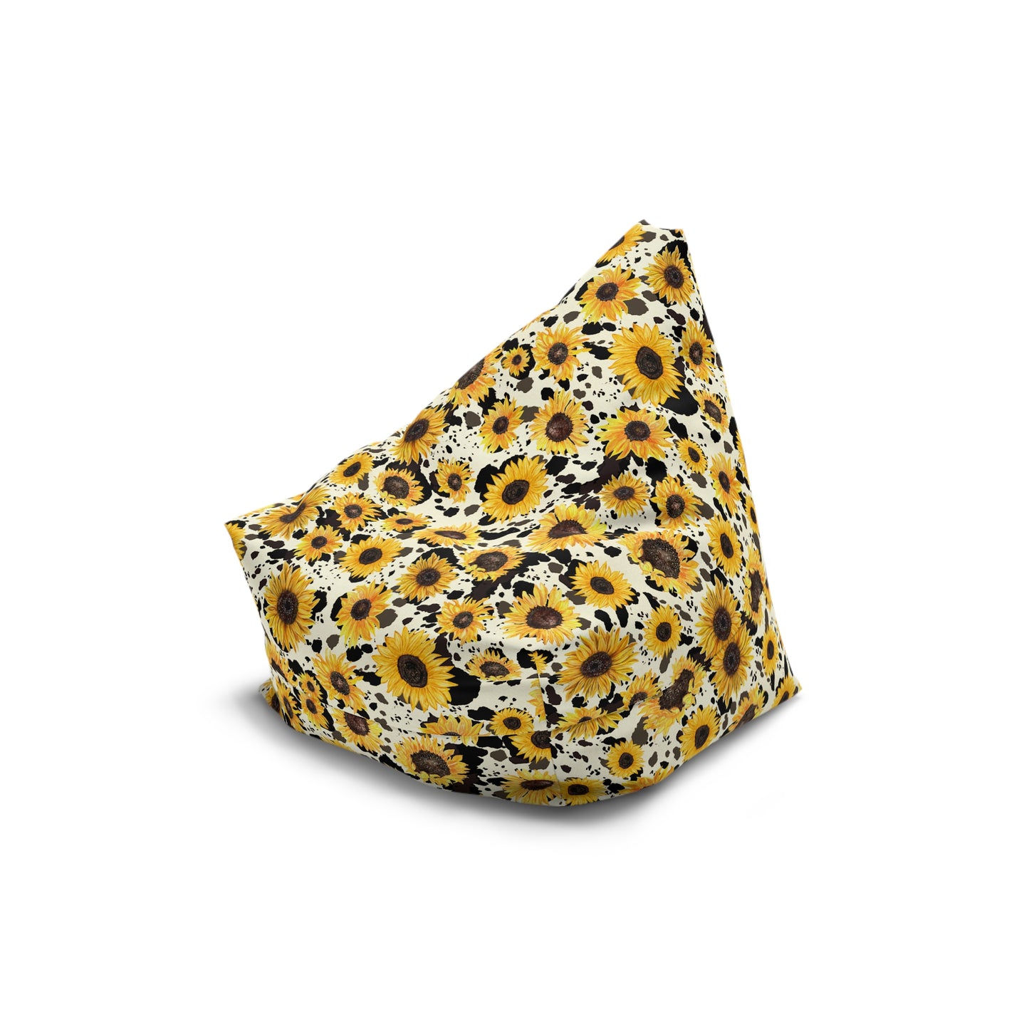 Cow Print Bean Bag Chair Cover - Durable Polyester, Locking Zipper, 2 Sizes