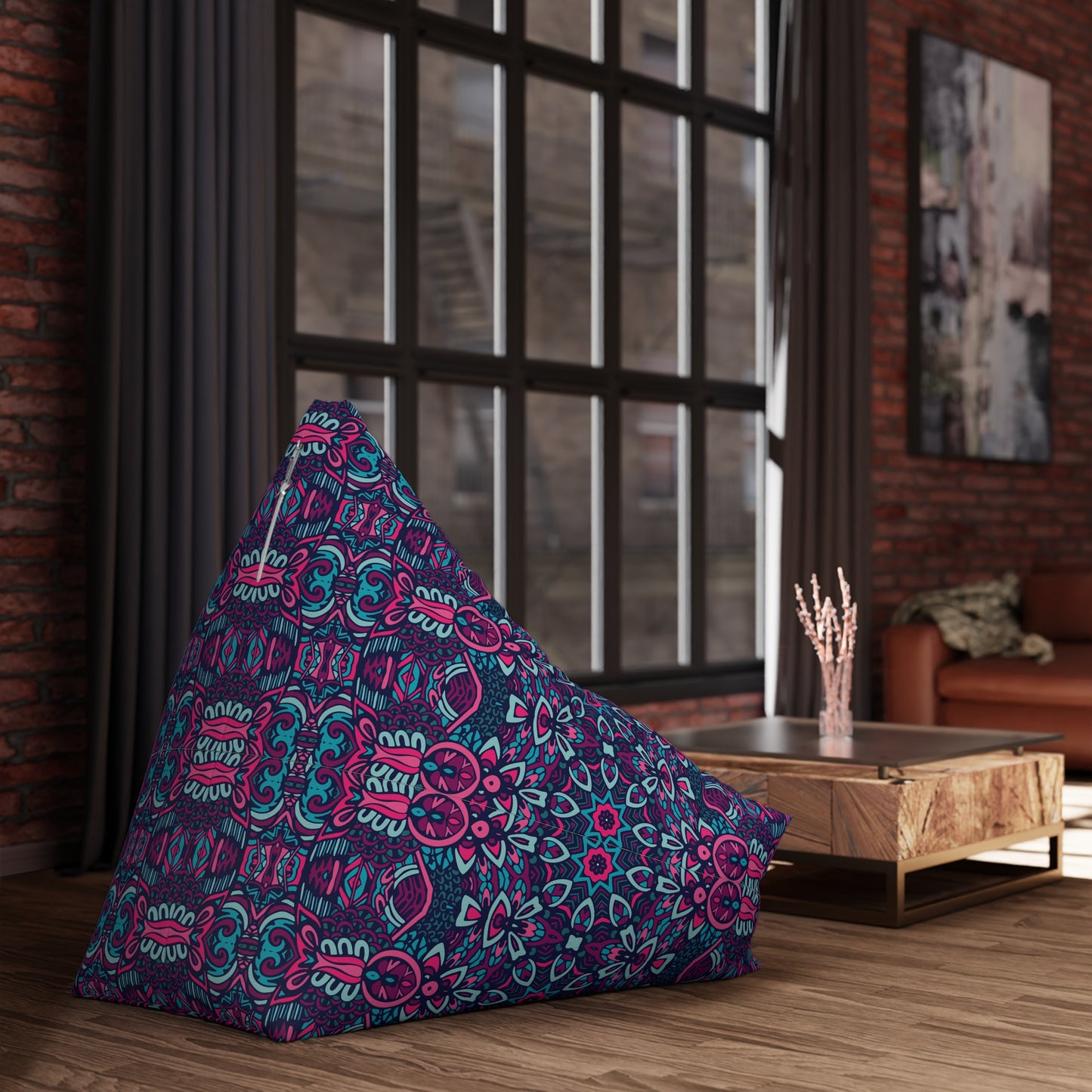 Mandala Bean Bag Chair Cover - Premium Polyester, Secure Zipper, 2 Sizes, Bohemian Design