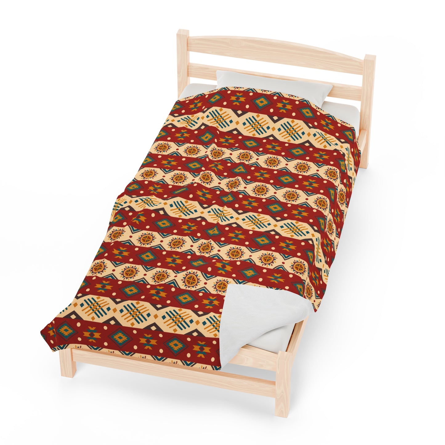 Aztec Velveteen Plush Blanket | Soft, Luxurious, Cultural, and Comforting | Available in Multiple Sizes