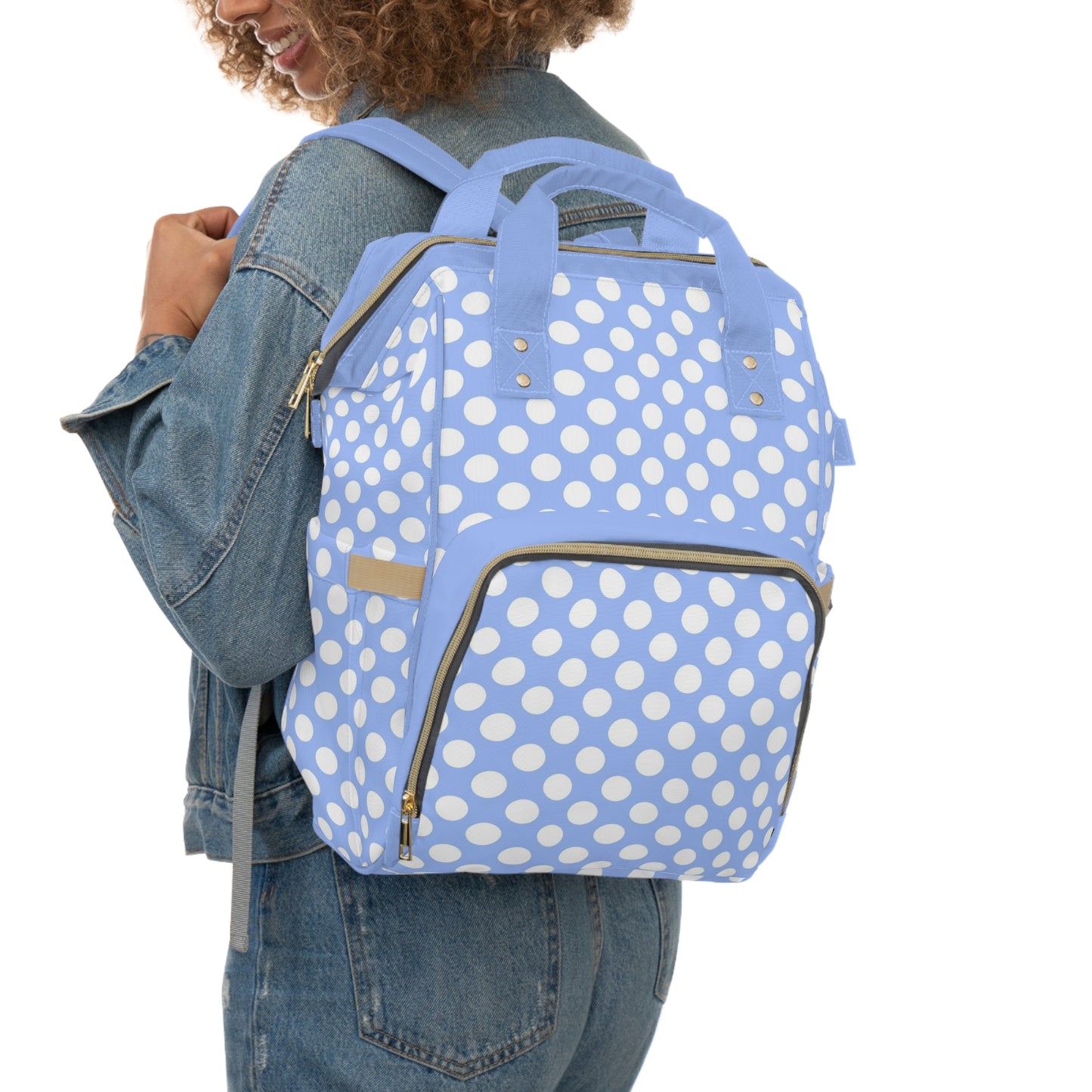 Pastel Polka Dot Diaper Backpack - Stylish & Multifunctional Baby Bag with Polka Dot Patterns, Perfect for Trendy Parents