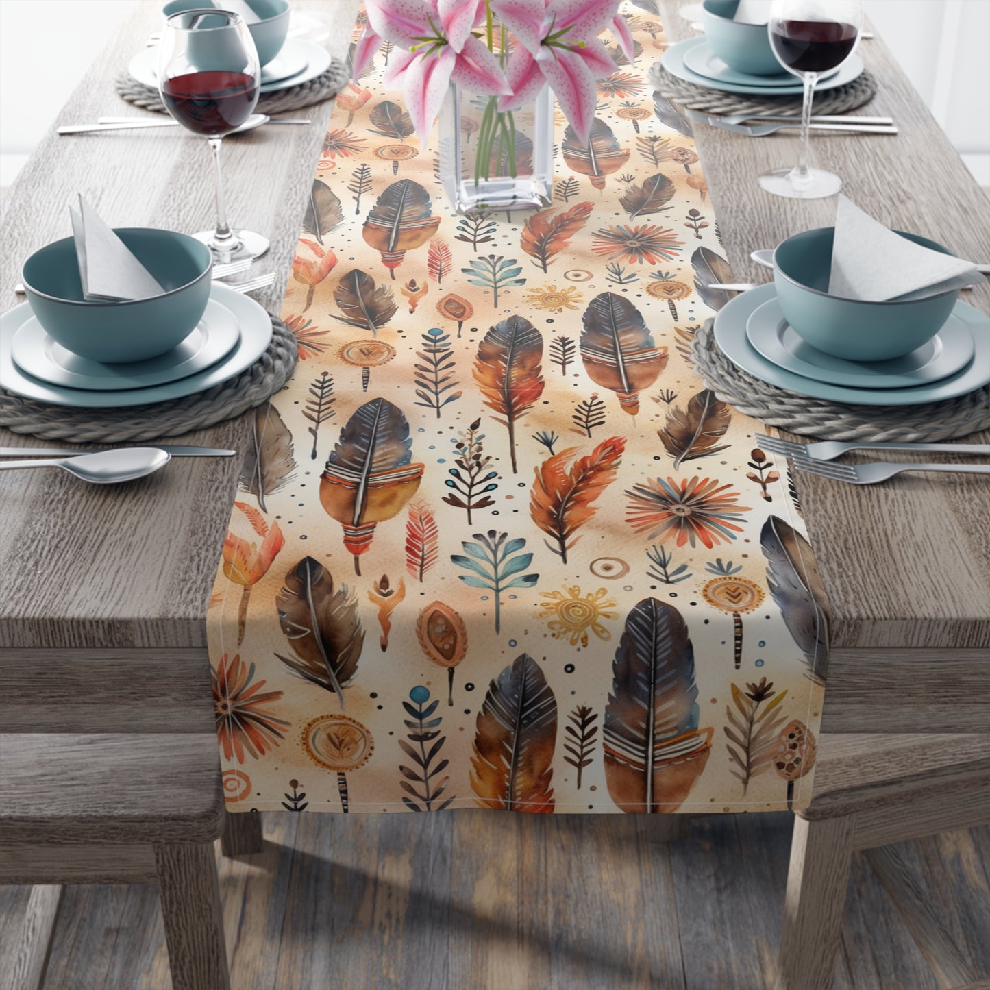 Aztec-Inspired Table Runner - Bold Patterns, Cotton Twill or Polyester - Ideal for Home Decor & Unique Gifts