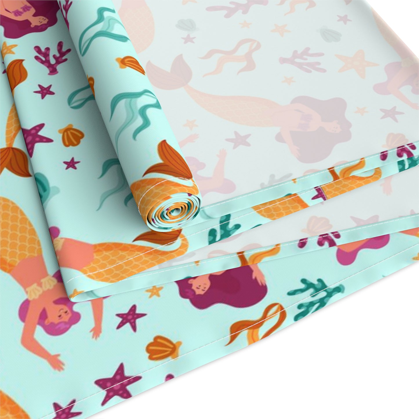 Mermaid Print Table Runner - Mystical Sea Charm, Cotton Twill or Polyester - Perfect for Enchanting Home Decor