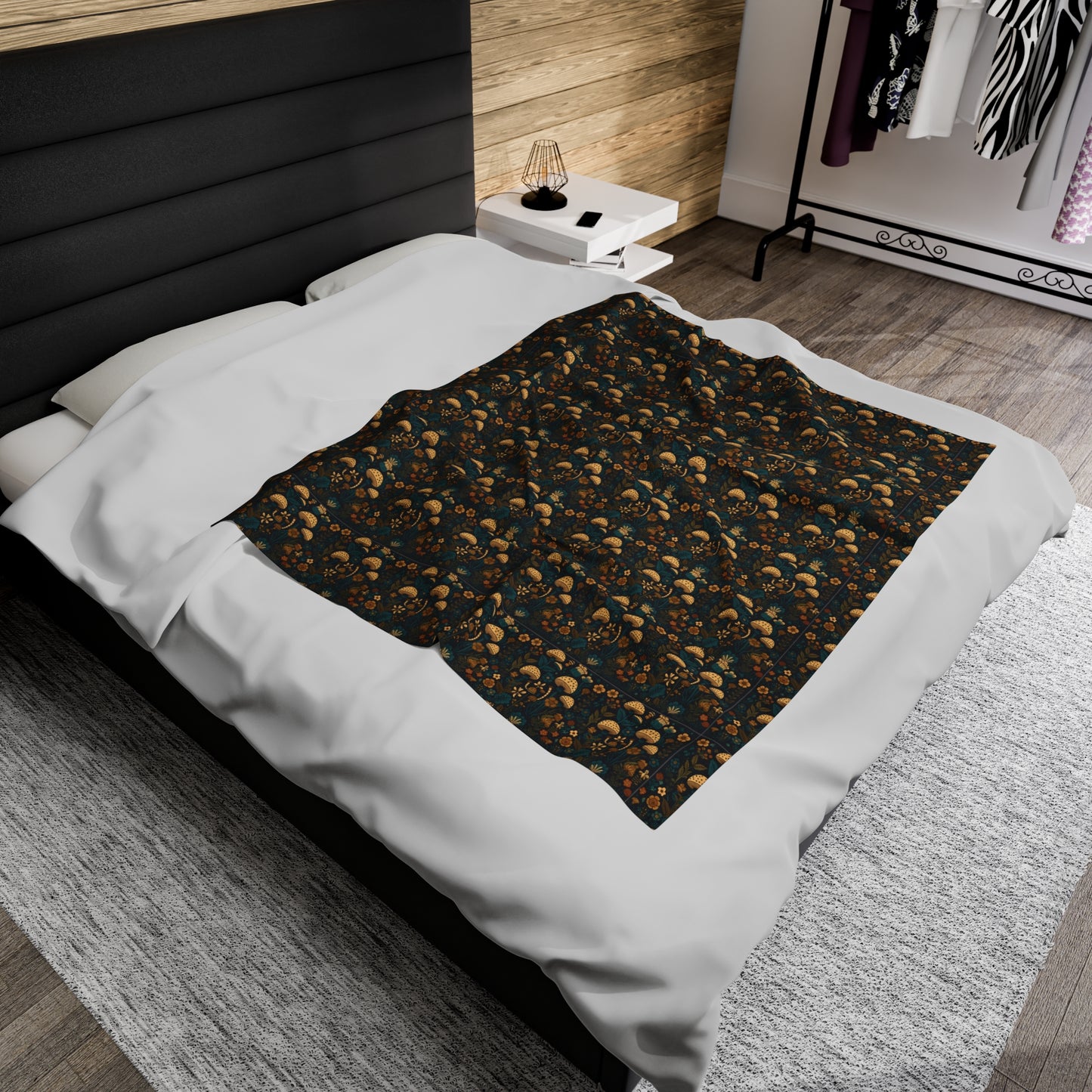 Mushroom Velveteen Plush Blanket | Soft, Whimsical, Luxurious and Comforting | Available in Multiple Sizes