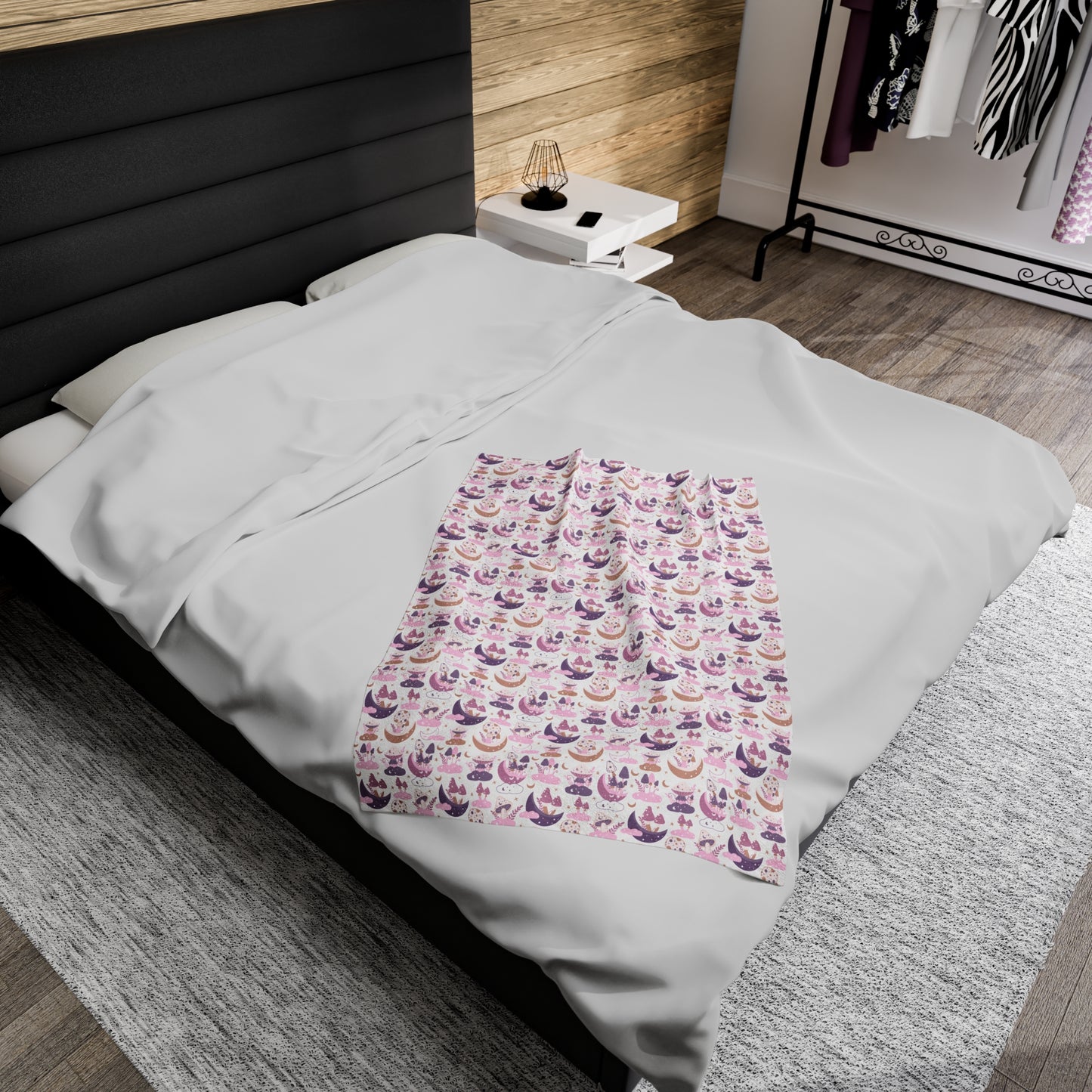 Mushroom Velveteen Plush Blanket | Soft, Whimsical, Luxurious and Comforting | Available in Multiple Sizes