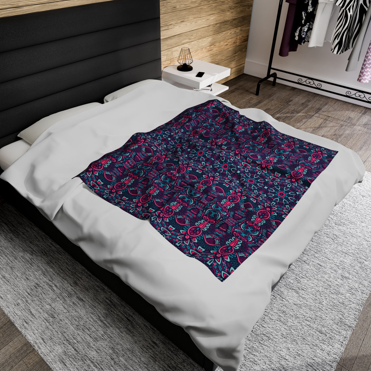 Mandala Velveteen Plush Blanket | Soft, Spiritual, Luxurious and Comforting | Available in Multiple Sizes