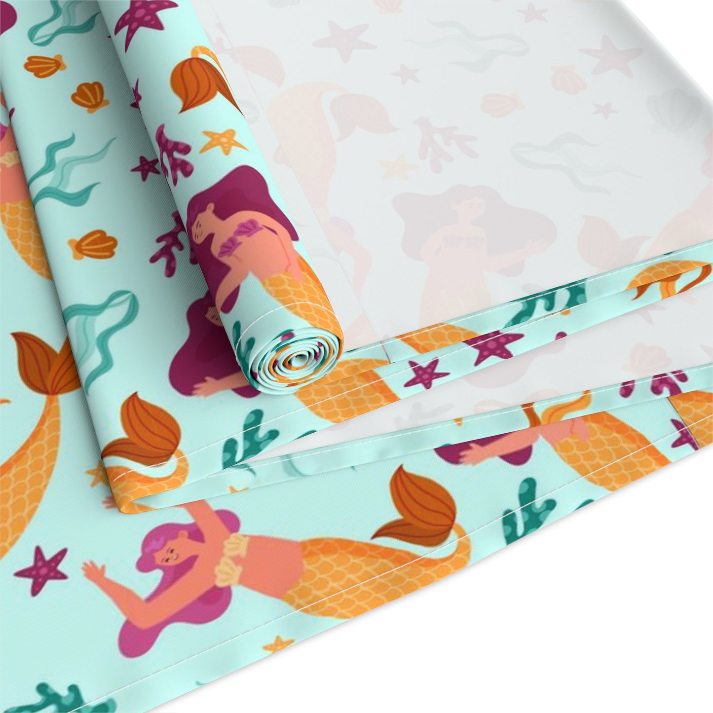 Mermaid Print Table Runner - Mystical Sea Charm, Cotton Twill or Polyester - Perfect for Enchanting Home Decor