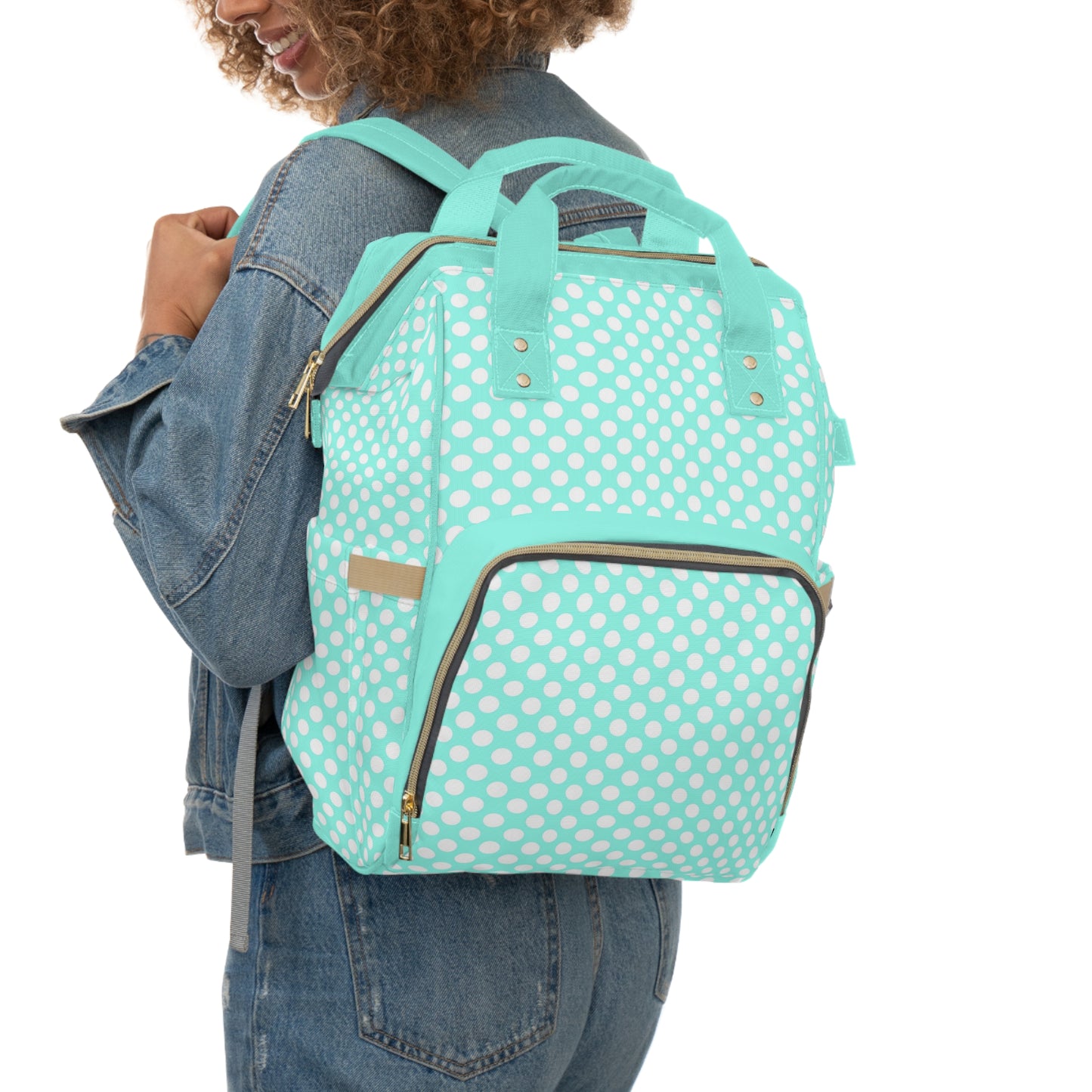 Pastel Polka Dot Diaper Backpack - Stylish & Multifunctional Baby Bag with Polka Dot Patterns, Perfect for Trendy Parents