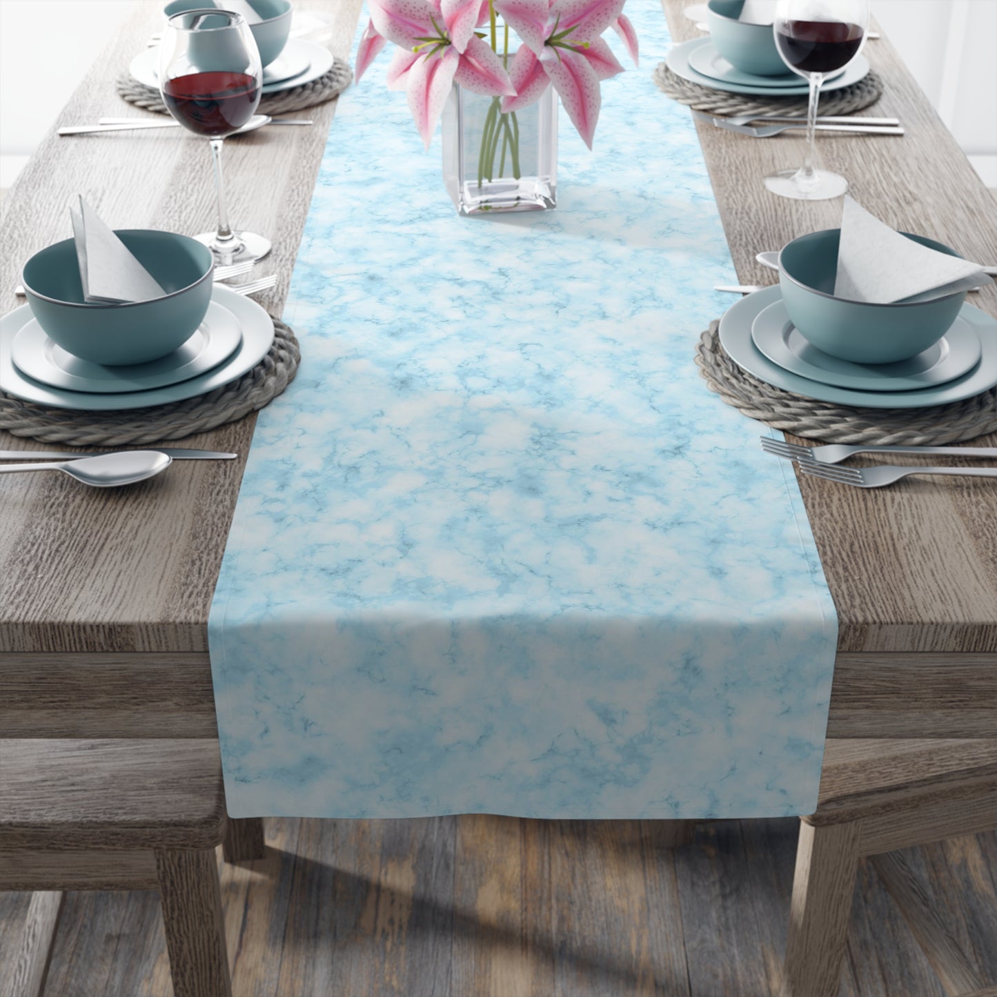 Marble Print Table Runner - Luxurious Elegance, Cotton Twill or Polyester - Perfect for Modern Home Decor