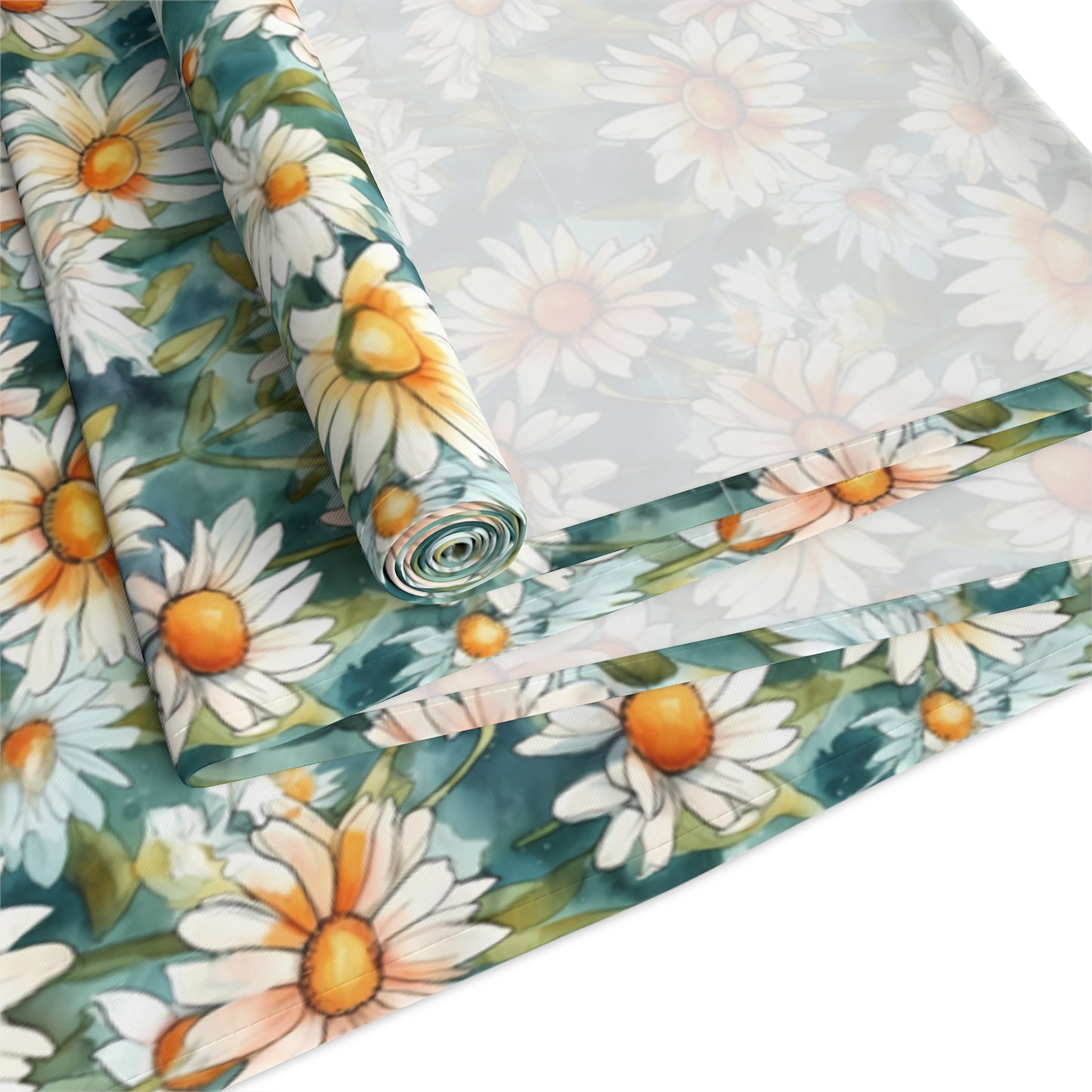Daisy Print Table Runner - Fresh and Simple, Cotton Twill or Polyester - Perfect for Light & Airy Home Decor