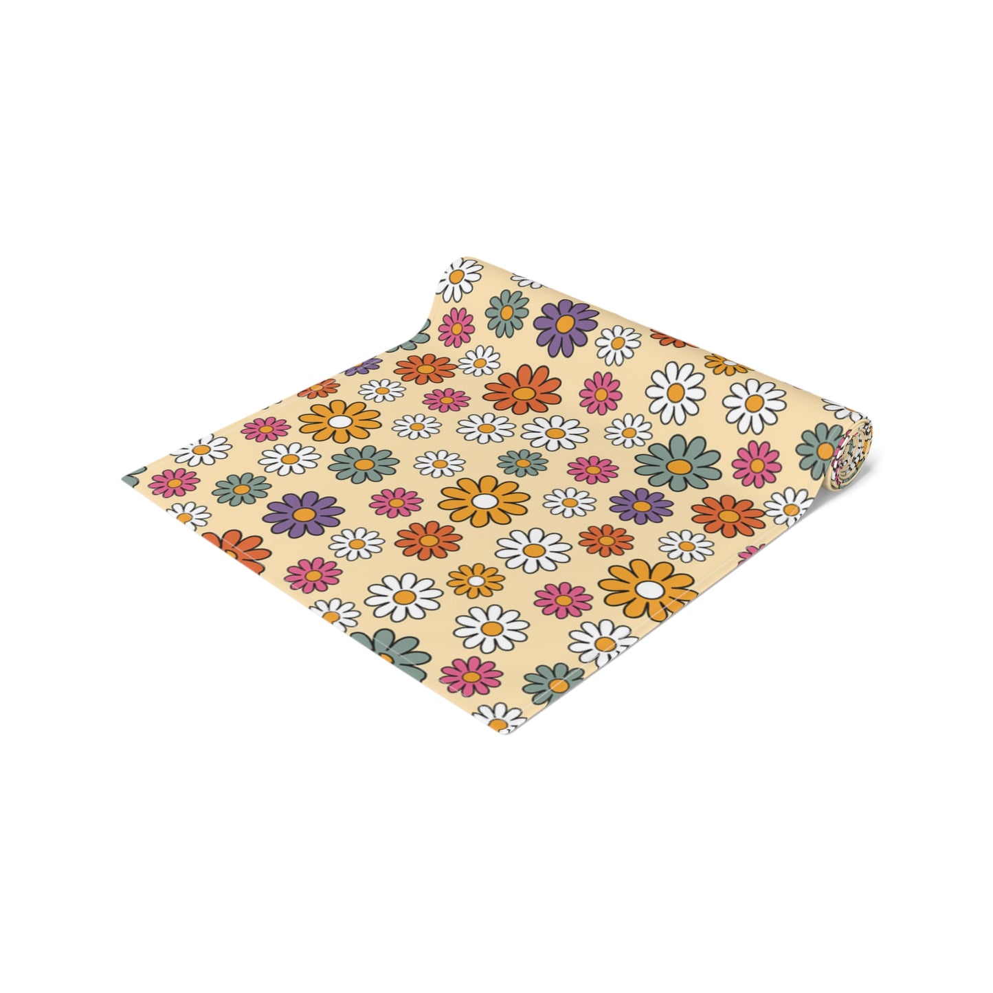 Retro Floral Print Table Runner - Vintage Vibes, Cotton Twill or Polyester - Perfect for Nostalgic & Chic Home Decor