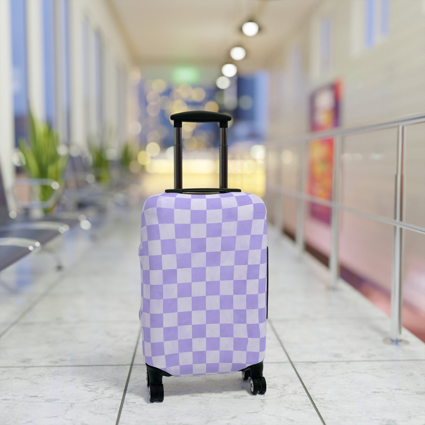 Pastel Checkers Luggage Cover - Checkers Suitcase Cover