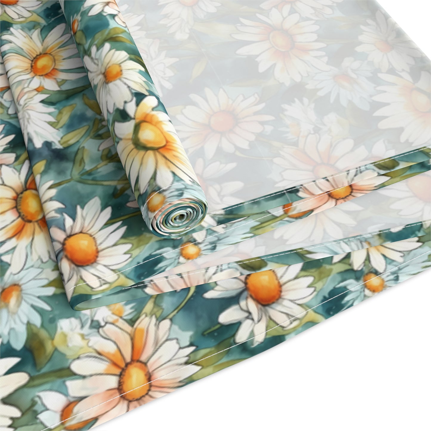 Daisy Print Table Runner - Fresh and Simple, Cotton Twill or Polyester - Perfect for Light & Airy Home Decor