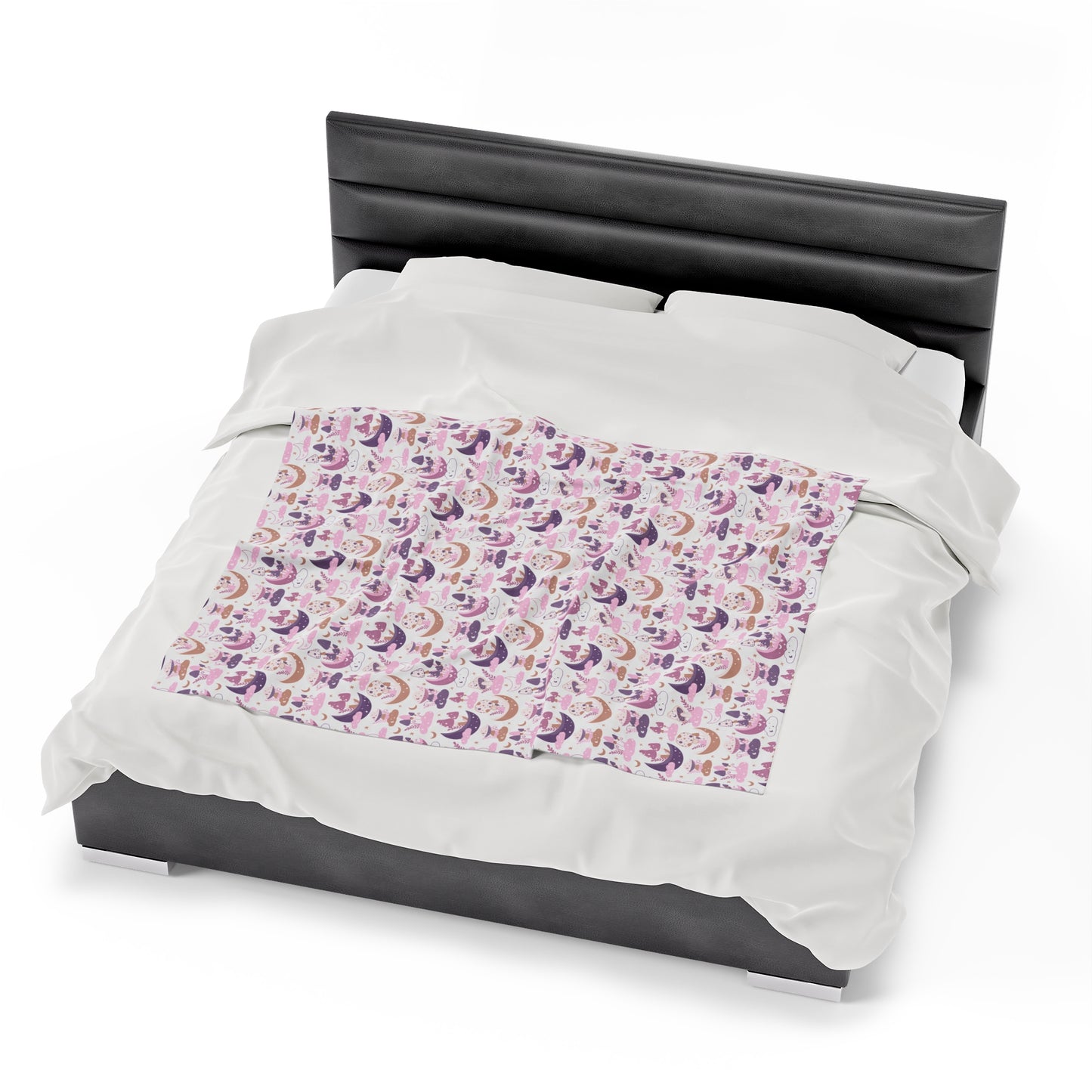 Mushroom Velveteen Plush Blanket | Soft, Whimsical, Luxurious and Comforting | Available in Multiple Sizes
