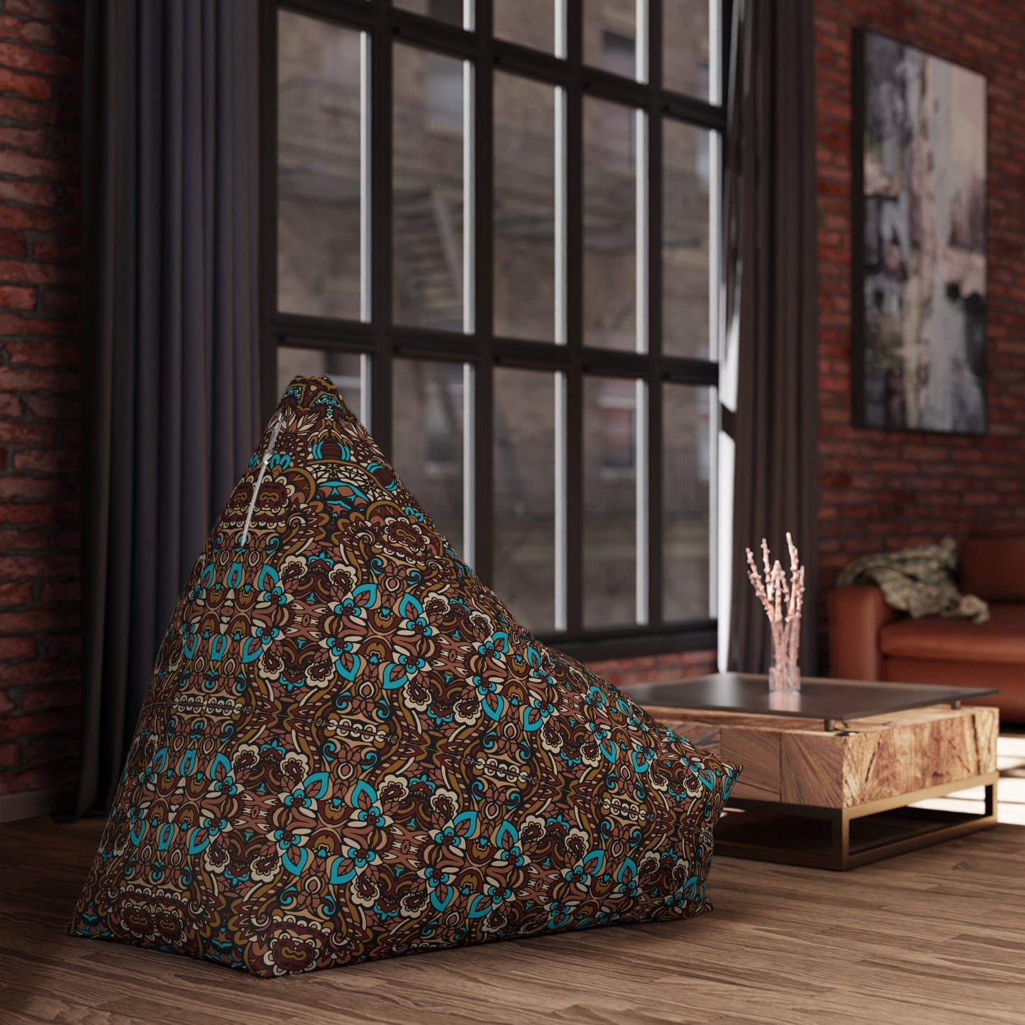 Mandala Bean Bag Chair Cover - Premium Polyester, Secure Zipper, 2 Sizes, Bohemian Design