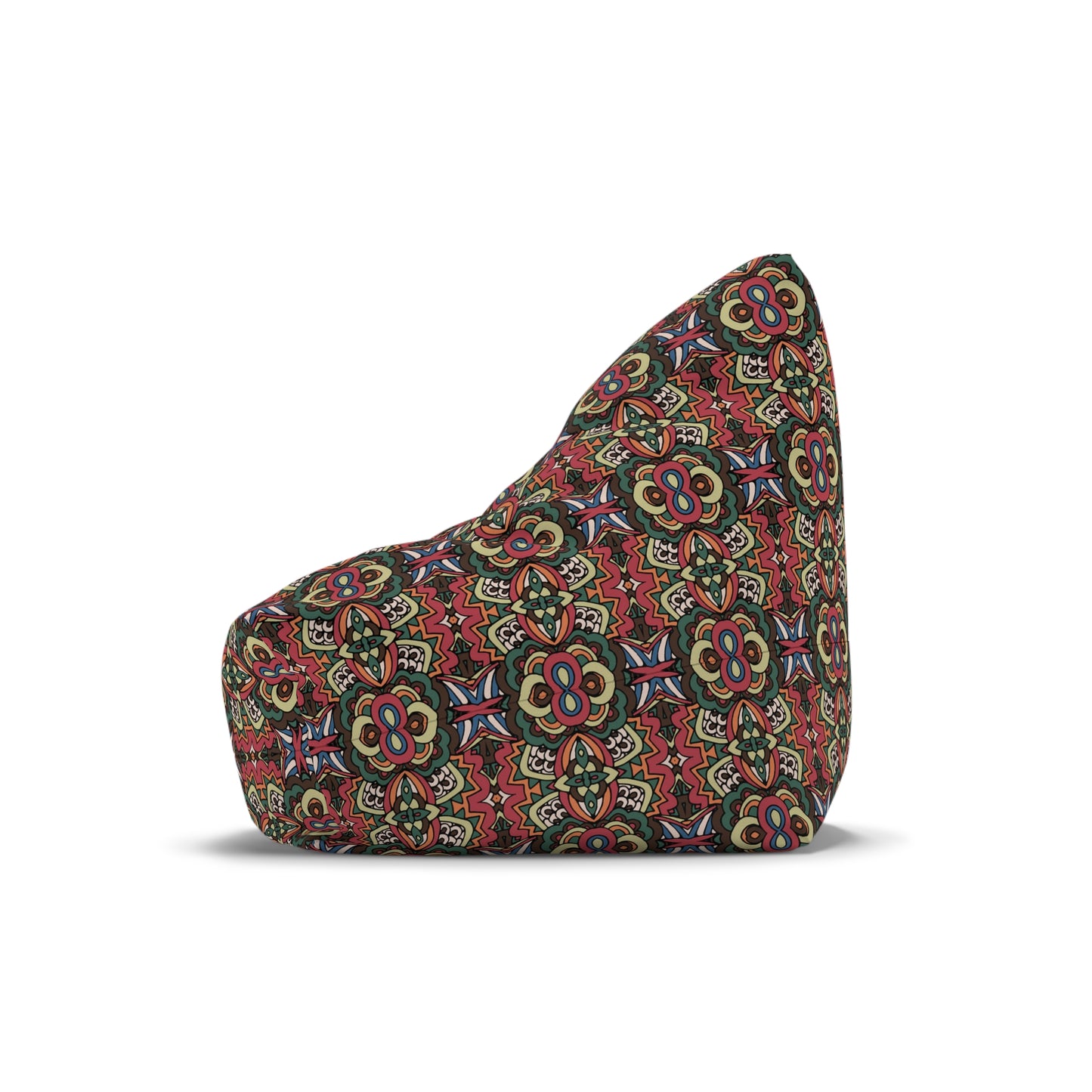Mandala Bean Bag Chair Cover - Premium Polyester, Secure Zipper, 2 Sizes, Bohemian Design