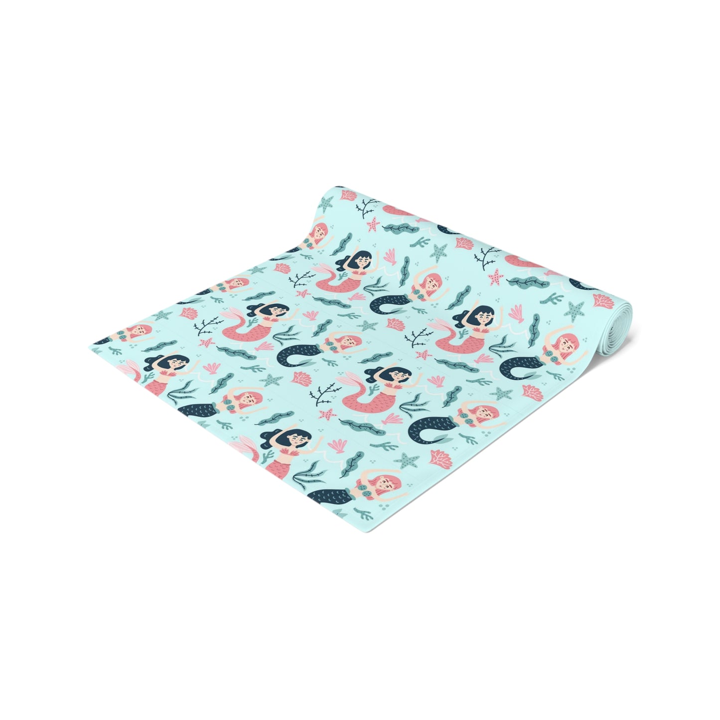 Mermaid Print Table Runner - Mystical Sea Charm, Cotton Twill or Polyester - Perfect for Enchanting Home Decor