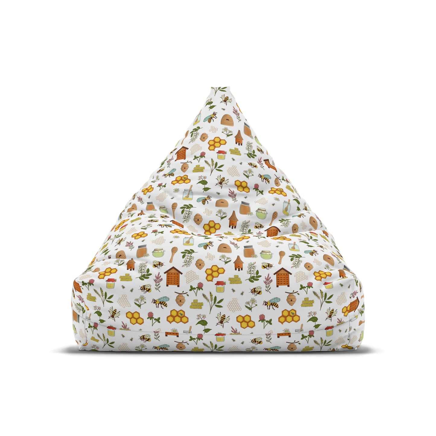 Honey Bee Bean Bag Chair Cover - Premium Polyester, Secure Zipper, 2 Size Options, Nature-Inspired Design
