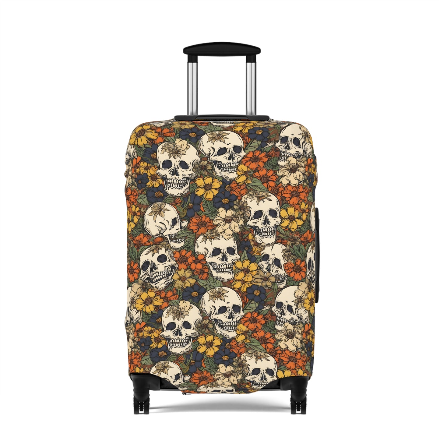 Floral Skull Luggage Cover - Stylish Skull Suitcase Cover