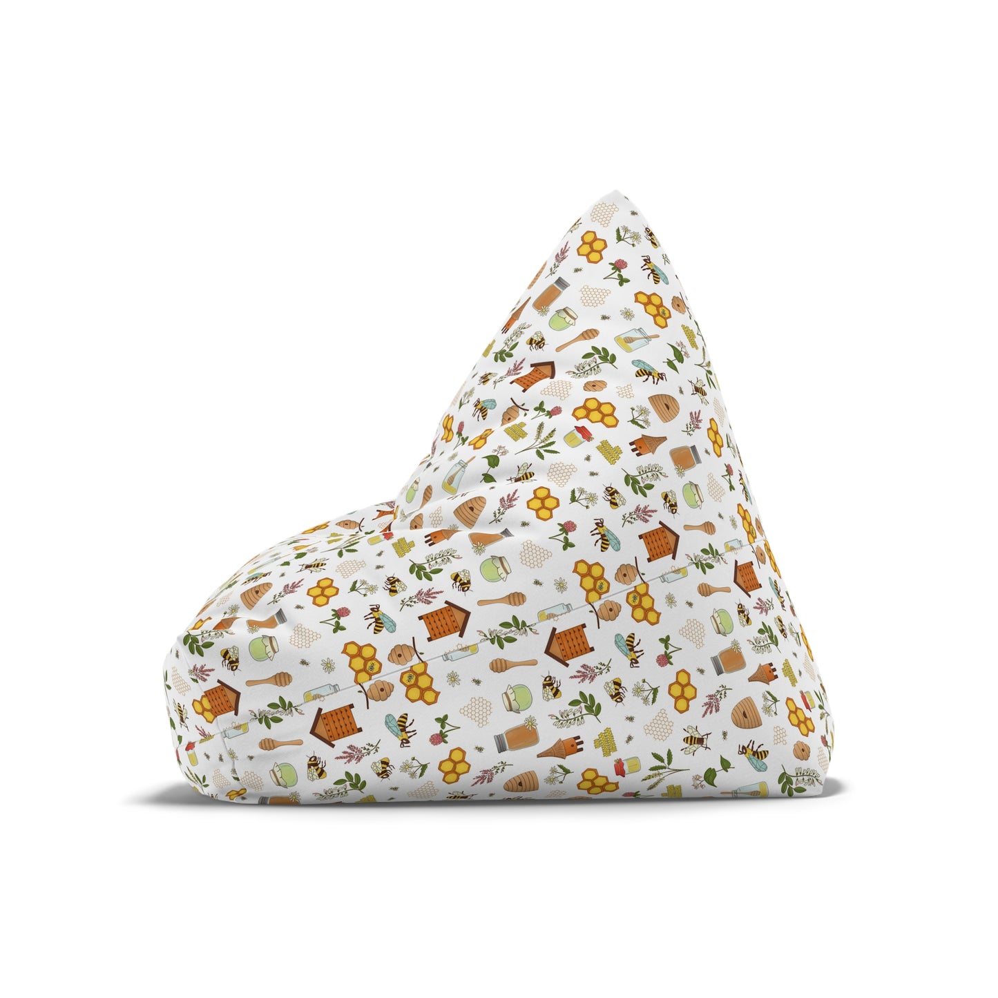 Honey Bee Bean Bag Chair Cover - Premium Polyester, Secure Zipper, 2 Size Options, Nature-Inspired Design