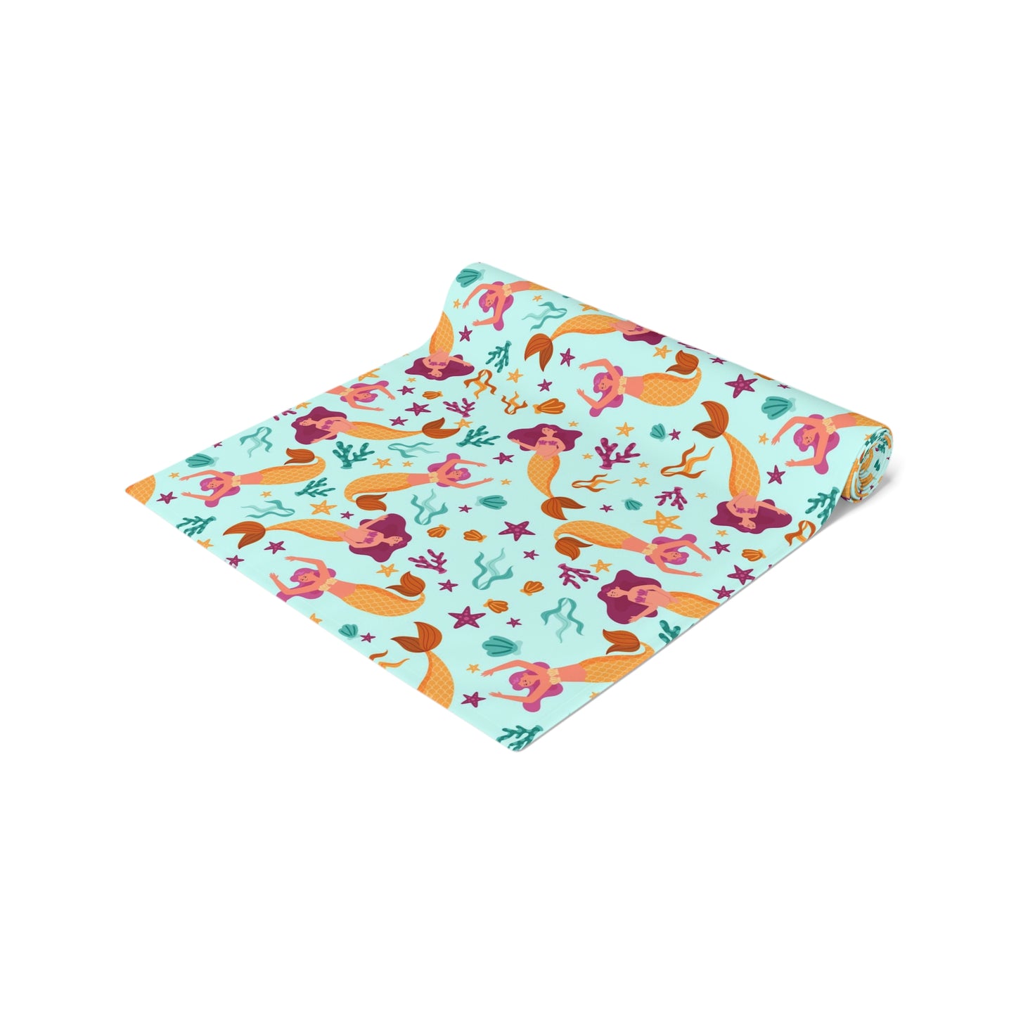 Mermaid Print Table Runner - Mystical Sea Charm, Cotton Twill or Polyester - Perfect for Enchanting Home Decor