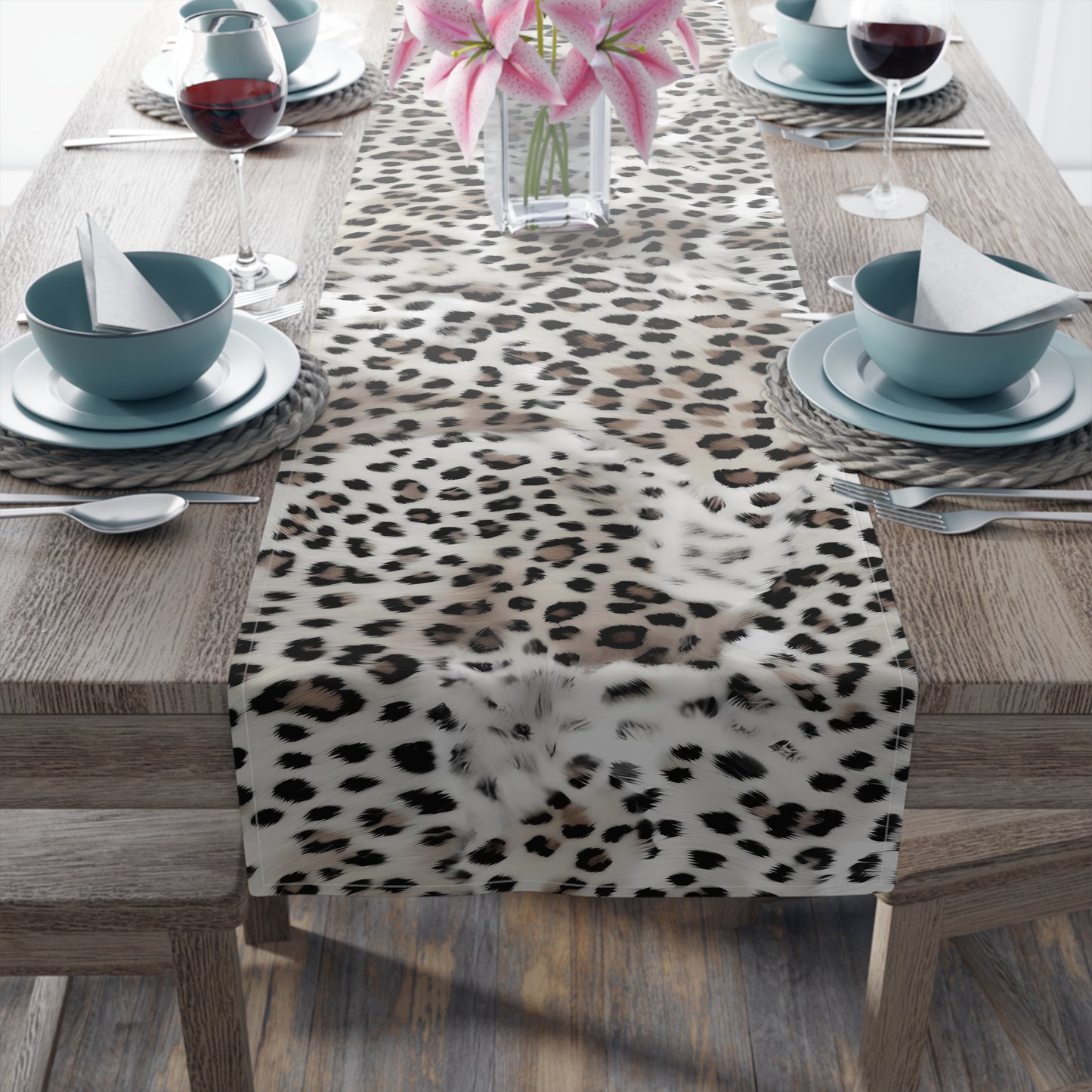 Leopard Print Table Runner - Bold Exotic Elegance, Cotton Twill or Polyester - Perfect for Safari & Glamorous Home Decor
