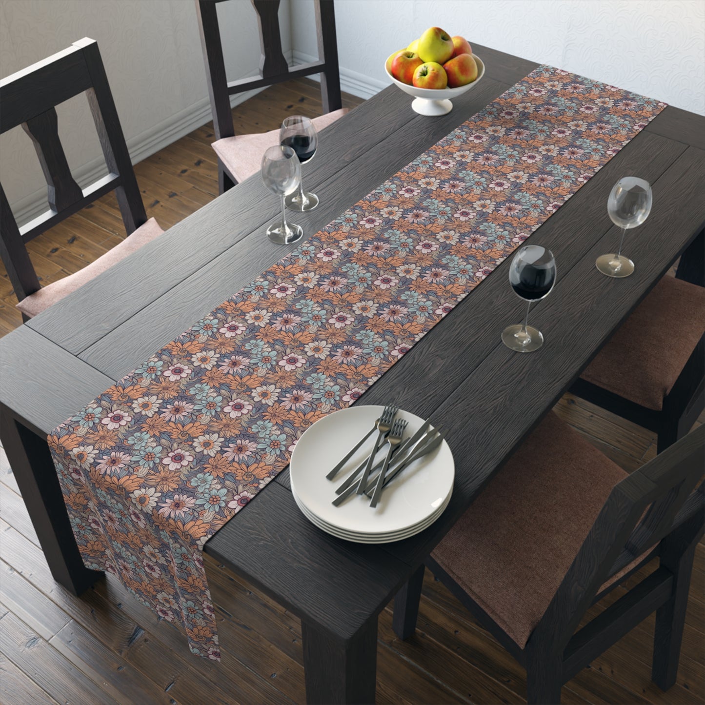Boho Floral Table Runner - Vibrant Designs in Cotton Twill or Polyester - Ideal for Natural Home Decor