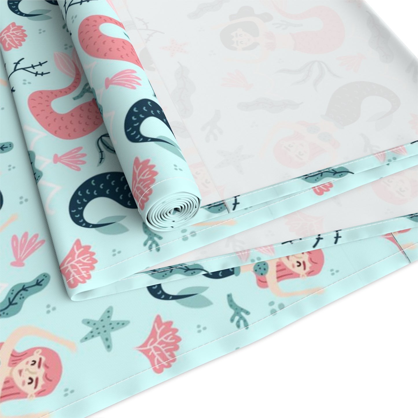 Mermaid Print Table Runner - Mystical Sea Charm, Cotton Twill or Polyester - Perfect for Enchanting Home Decor
