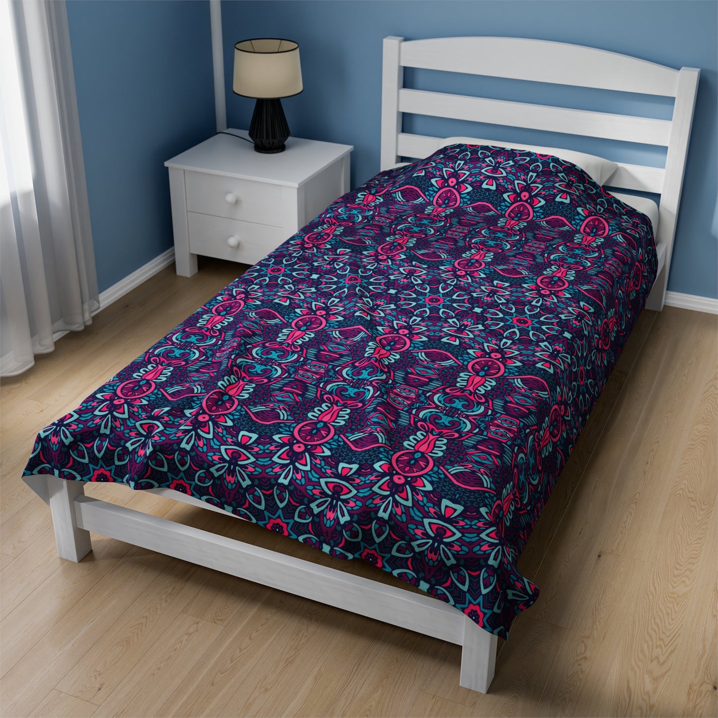Mandala Velveteen Plush Blanket | Soft, Spiritual, Luxurious and Comforting | Available in Multiple Sizes