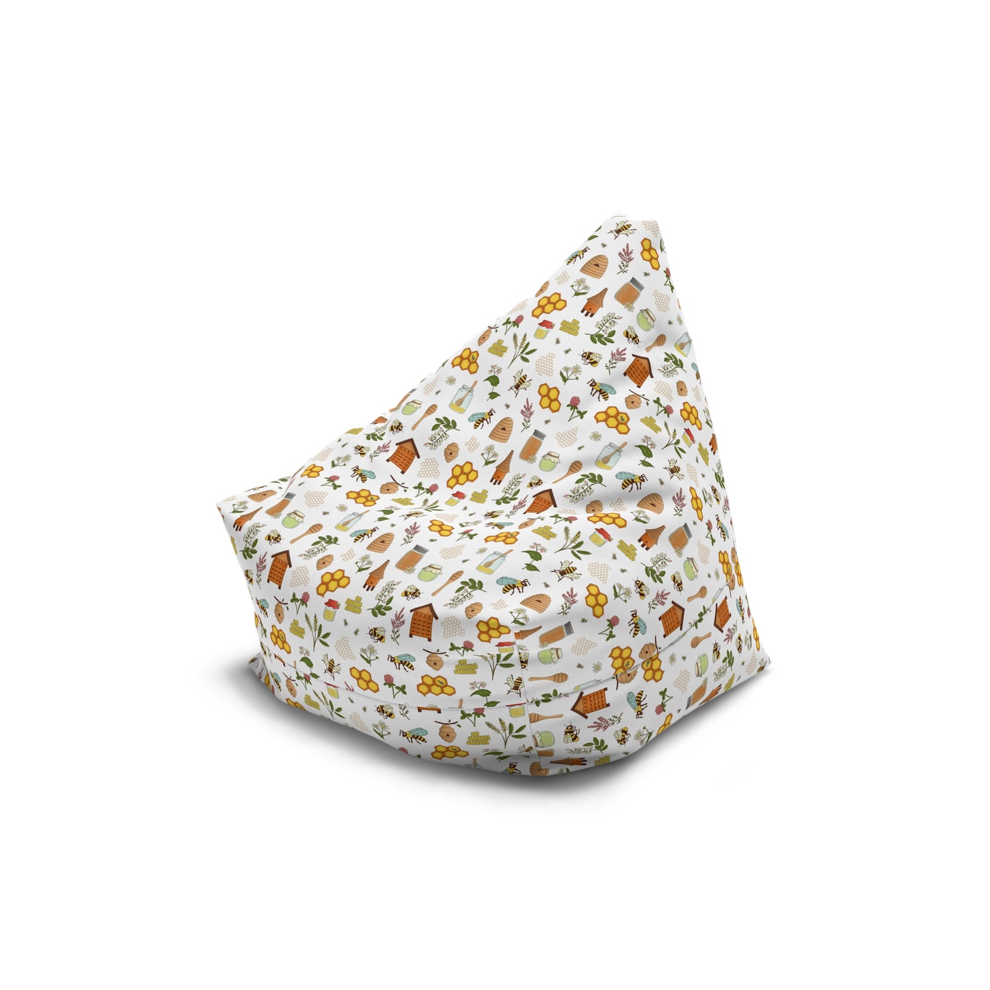 Honey Bee Bean Bag Chair Cover - Premium Polyester, Secure Zipper, 2 Size Options, Nature-Inspired Design