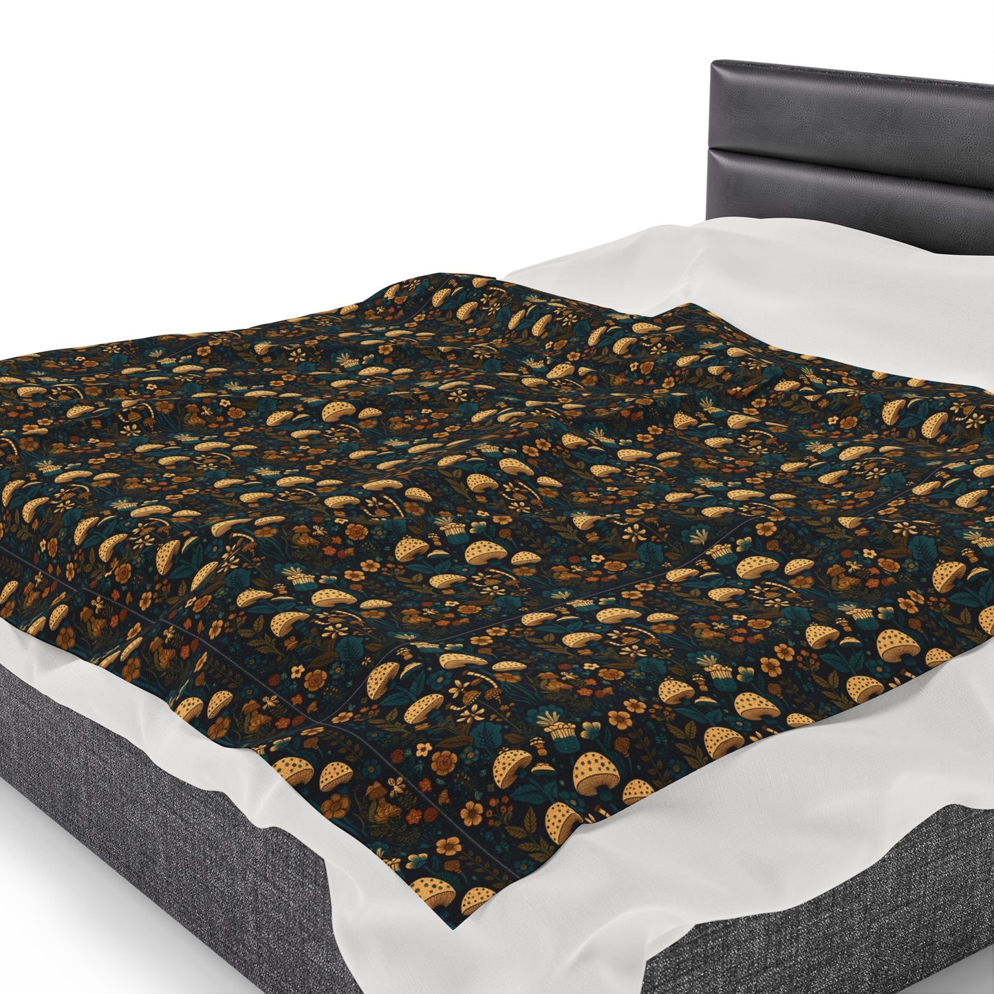 Mushroom Velveteen Plush Blanket | Soft, Whimsical, Luxurious and Comforting | Available in Multiple Sizes
