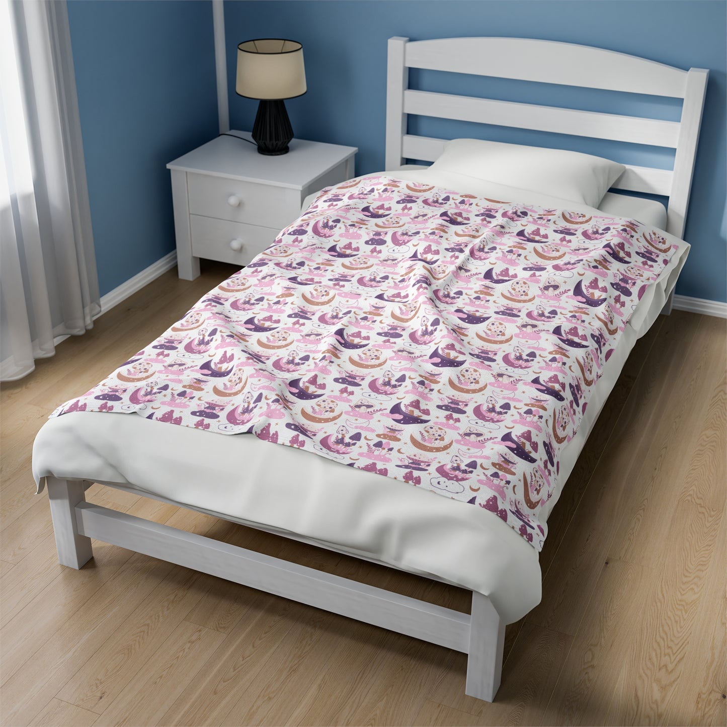 Mushroom Velveteen Plush Blanket | Soft, Whimsical, Luxurious and Comforting | Available in Multiple Sizes