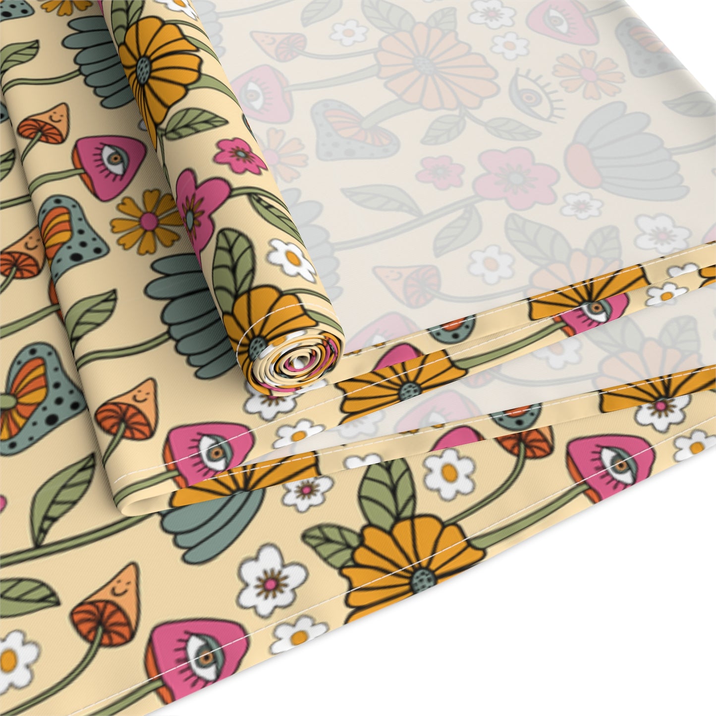 Retro Floral Print Table Runner - Vintage Vibes, Cotton Twill or Polyester - Perfect for Nostalgic & Chic Home Decor