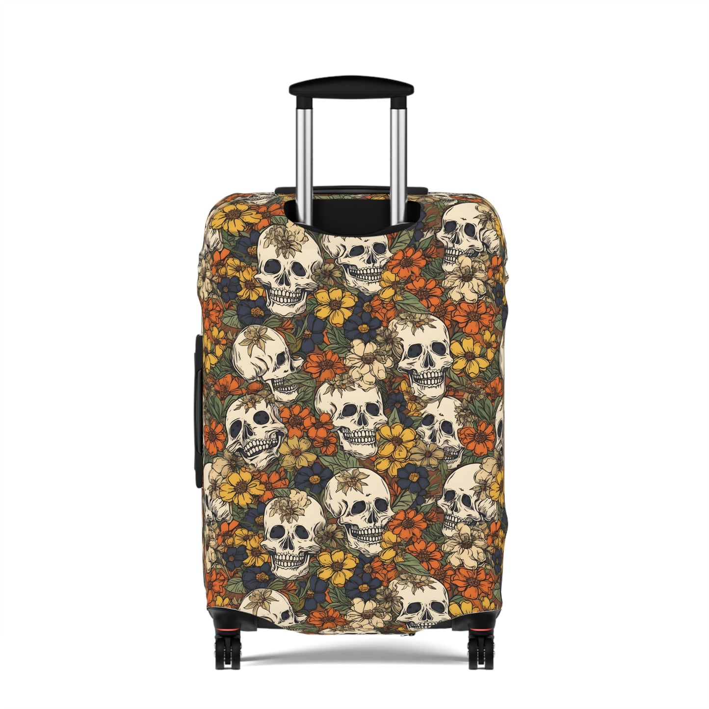 Floral Skull Luggage Cover - Stylish Skull Suitcase Cover