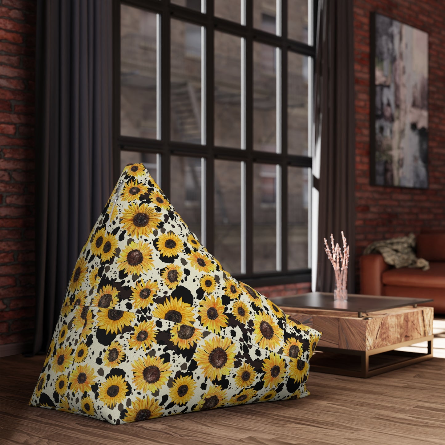 Cow Print Bean Bag Chair Cover - Durable Polyester, Locking Zipper, 2 Sizes