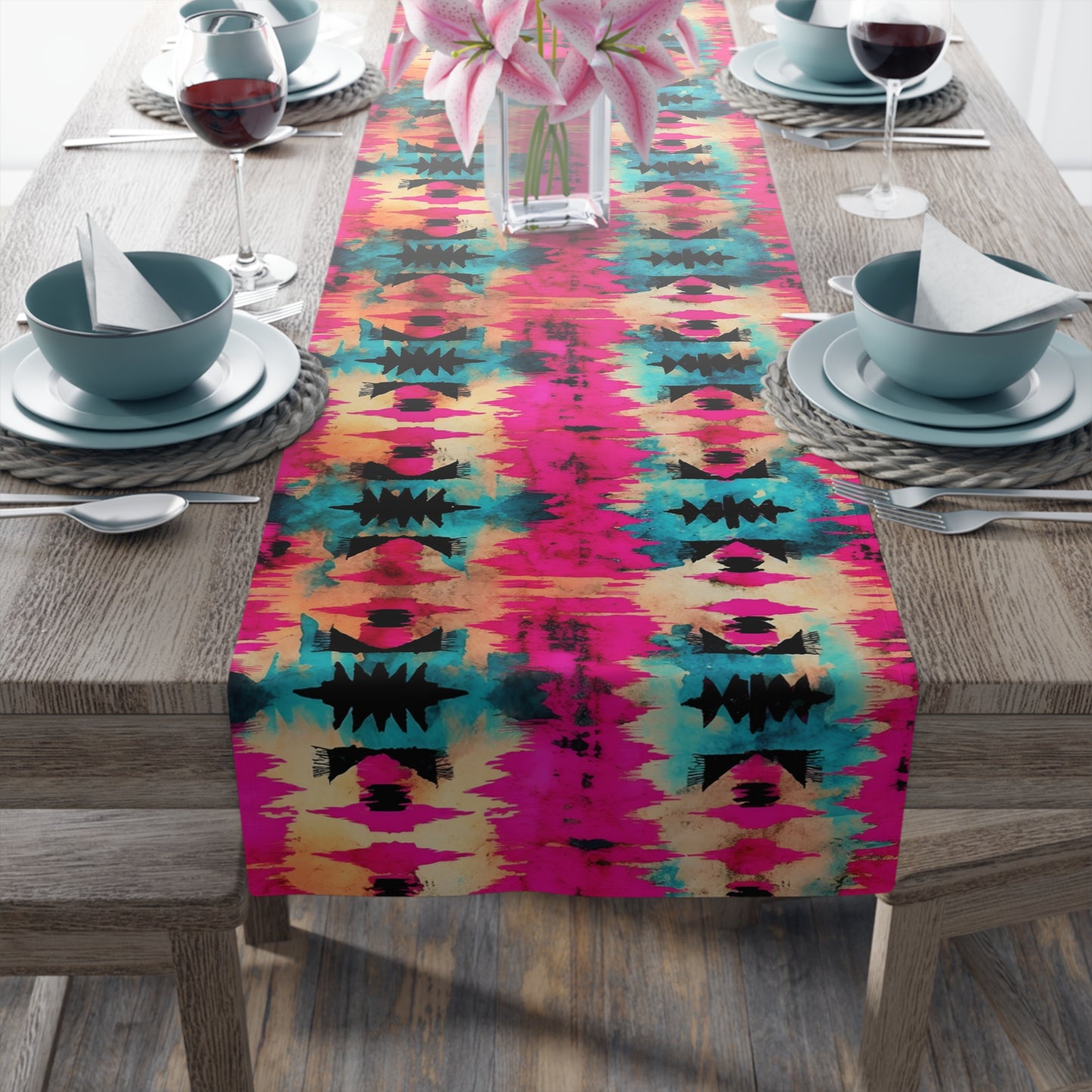 Aztec-Inspired Table Runner - Bold Patterns, Cotton Twill or Polyester - Ideal for Home Decor & Unique Gifts