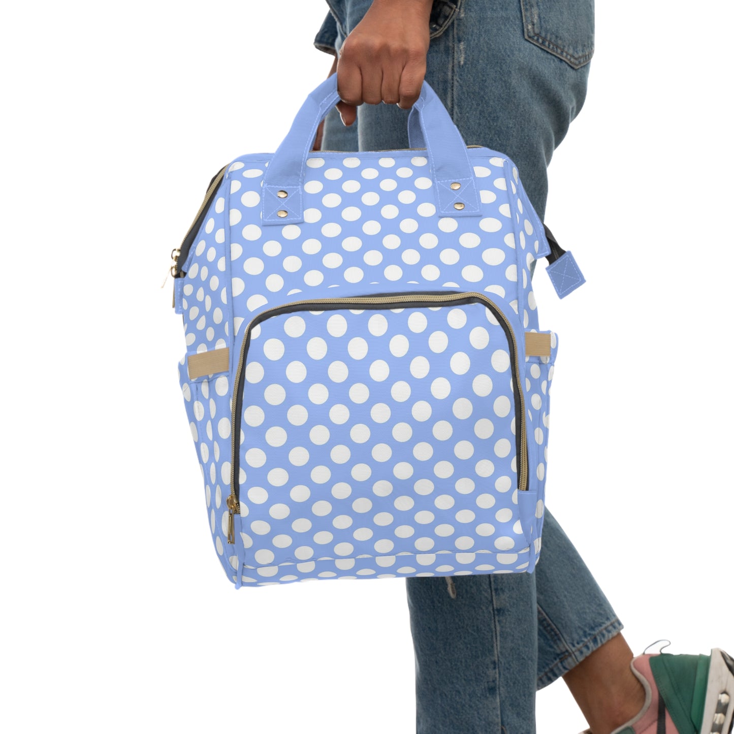 Pastel Polka Dot Diaper Backpack - Stylish & Multifunctional Baby Bag with Polka Dot Patterns, Perfect for Trendy Parents