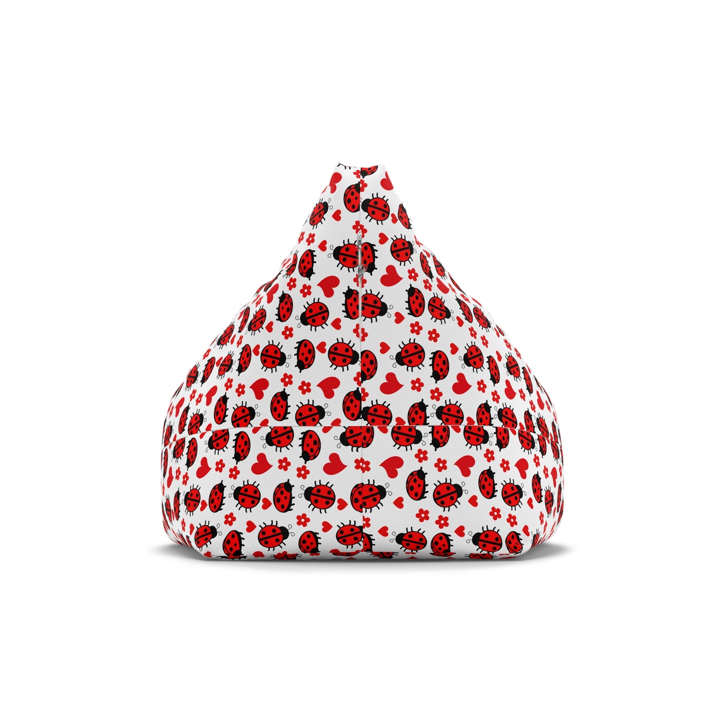 Ladybug Print Bean Bag Chair Cover - Charming Polyester Slipcover with Secure Zip